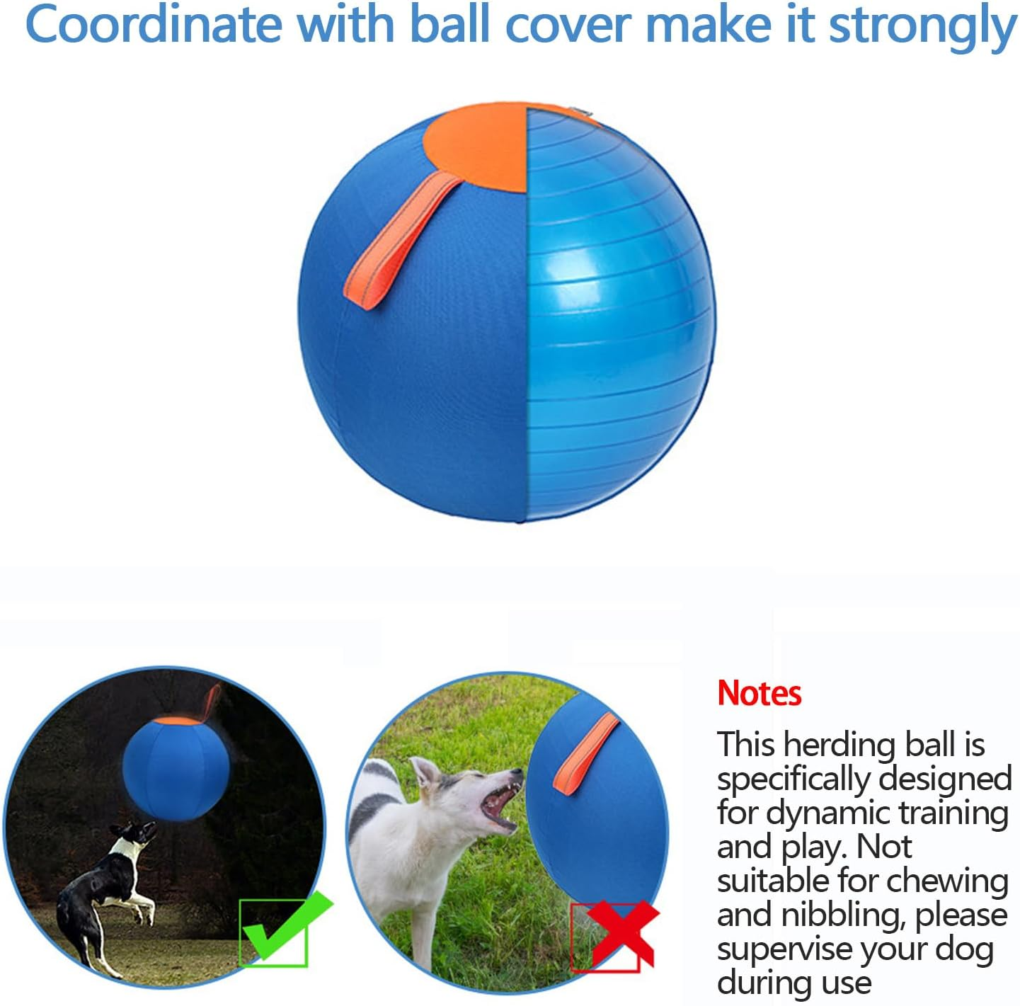 Herding Ball for Dogs &ndash; Durable Dog Toy Agility Equipment for Australian Shepherds, Cattle, Border Collies, and Large Dog Breeds, Outdoor Dog Toys (25 In)