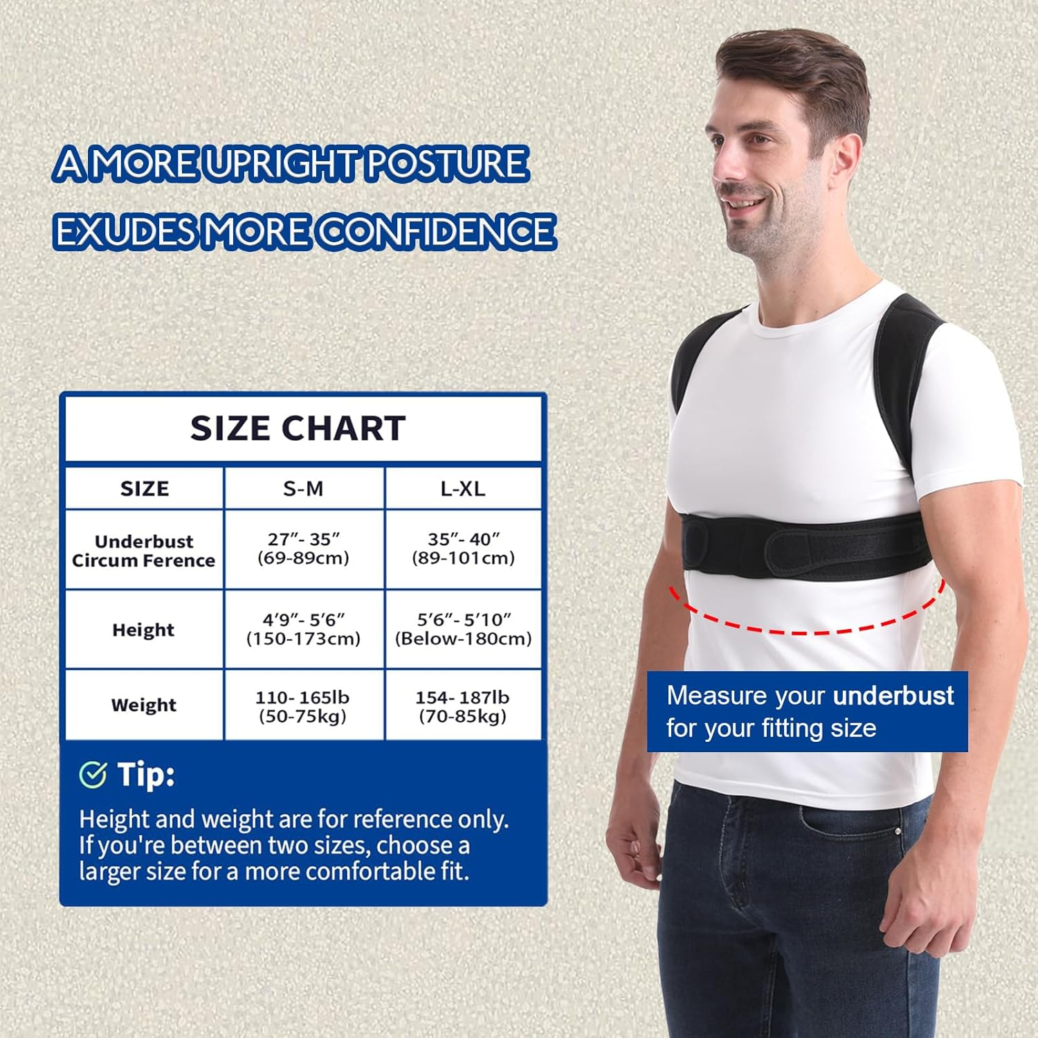 Paskyee Posture Corrector for Women and Men，Adjustable Back Brace for Scoliosis, Hunchback Correction, Back Pain, Spine Corrector, Invisible under Clothes Black L/XL image number 4