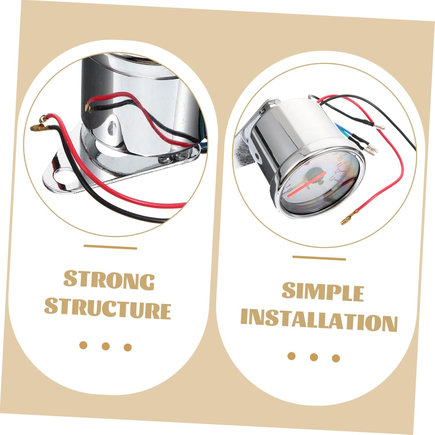 BUGUUYO Pointer-Type Tachometer for Motorcycle White Modified Gauge Speed Instrument Replacement for Motorbike image number 6