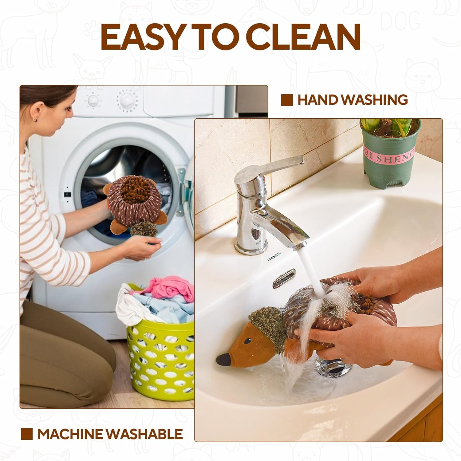 LIFLIX 2 in 1 Snuffle and Squeaky Plush Dog Toy, Treat Hiding Dog Toys, Interactive Enrichment Stuffed Toys for Small Medium Large Breeds, Hedgehog Shape image number 3