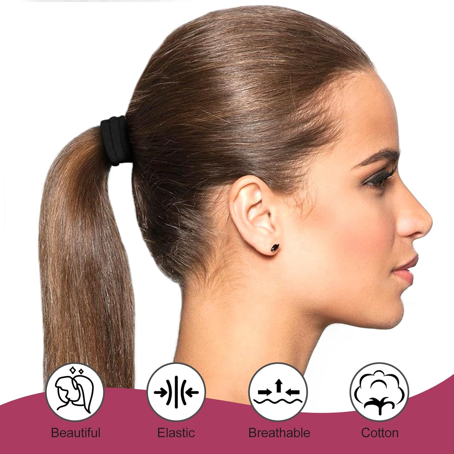 Hanyousheng Pack of 50 Hair Bobbles, 8 Mm Hair Scrunchies, Ladies, Hair Bobbles, Black, Hair Scrunchies, Men, Soft Braid Elastic, for Girls Men Women, Black image number 1