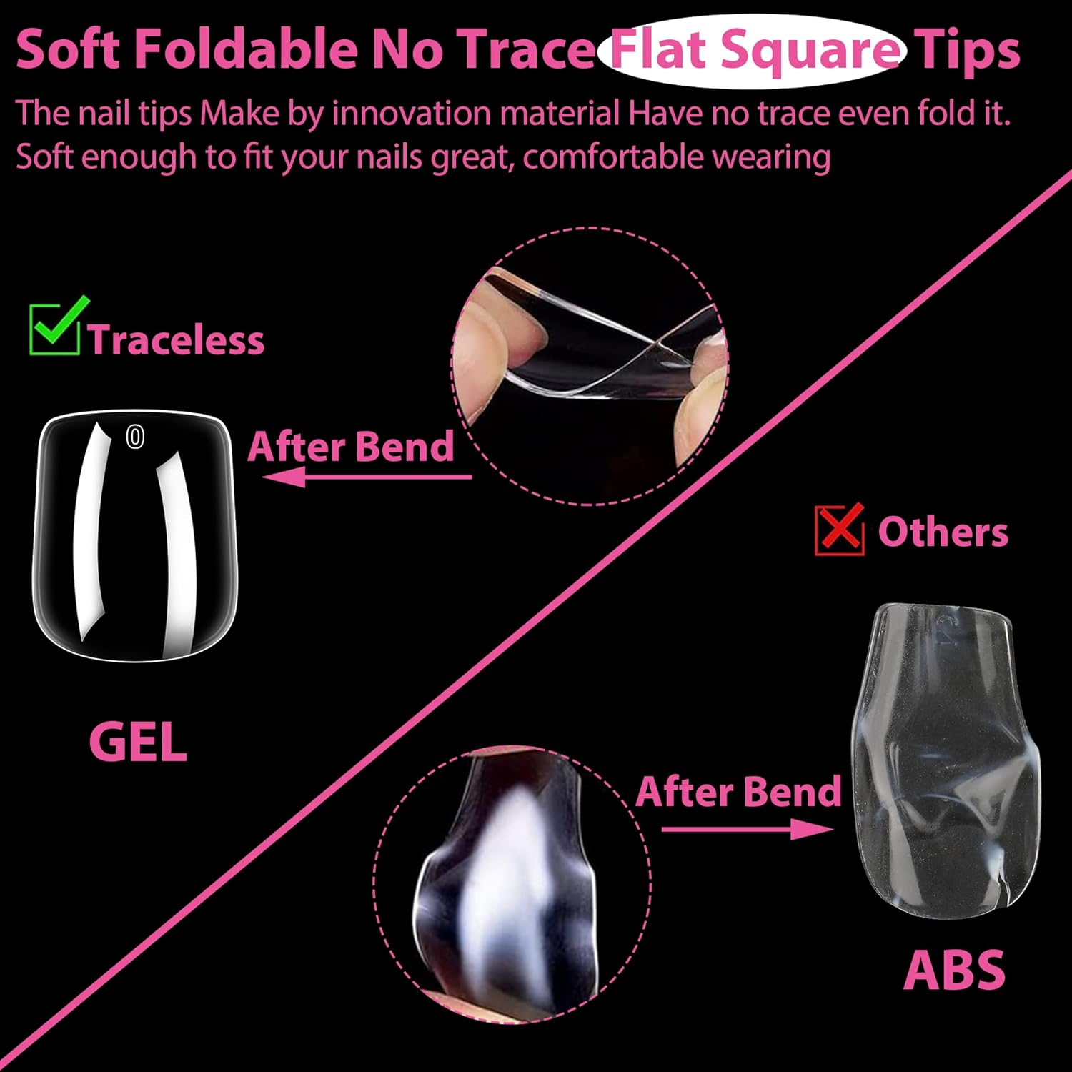 UNA GELLA Extra Short Square Nail Tips XS Short Square Gel Tips 216Pcs Press on Nails Full Cover 12 Sizes Clear Fake Nails Extension for Home DIY Nail Salon Soft Gel Tips image number 2