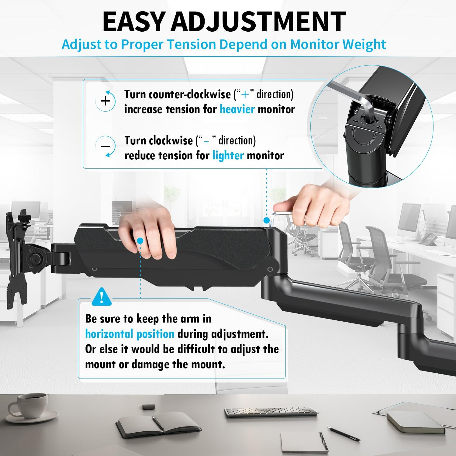MOUNTUP Triple Monitor Stand Mount - 3 Monitor Desk Mount for Computer Screens up to 27 Inch, Triple Monitor Arm with Gas Spring, Heavy Duty Monitor Stand, Each Arm Holds up to 19.8 Lbs, MU0006 image number 2