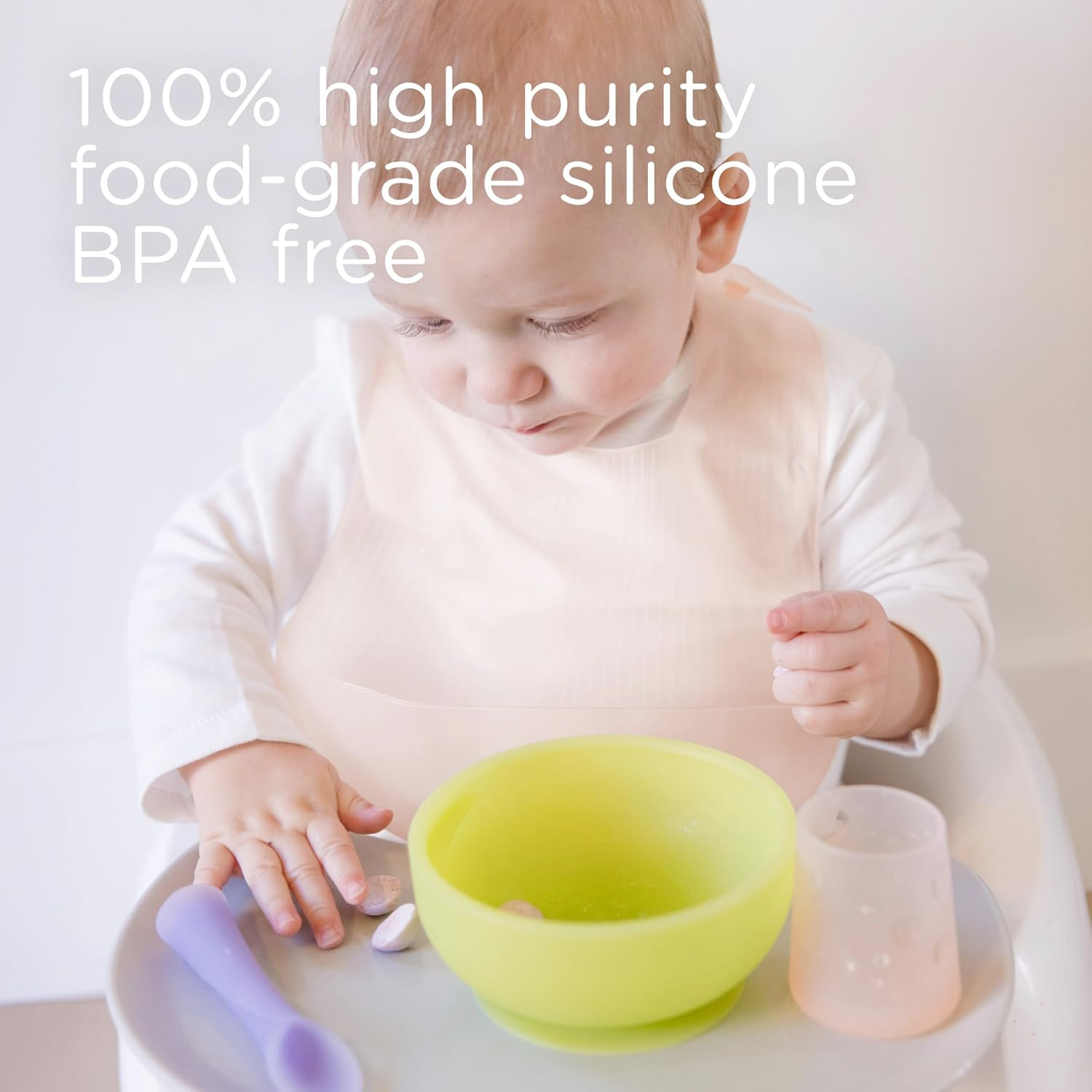 Olababy Fold N Go Silicone Baby Bib W Travel Case | Soft, Lightweight, Waterproof Bibs for Infants & Toddlers | BPA Free