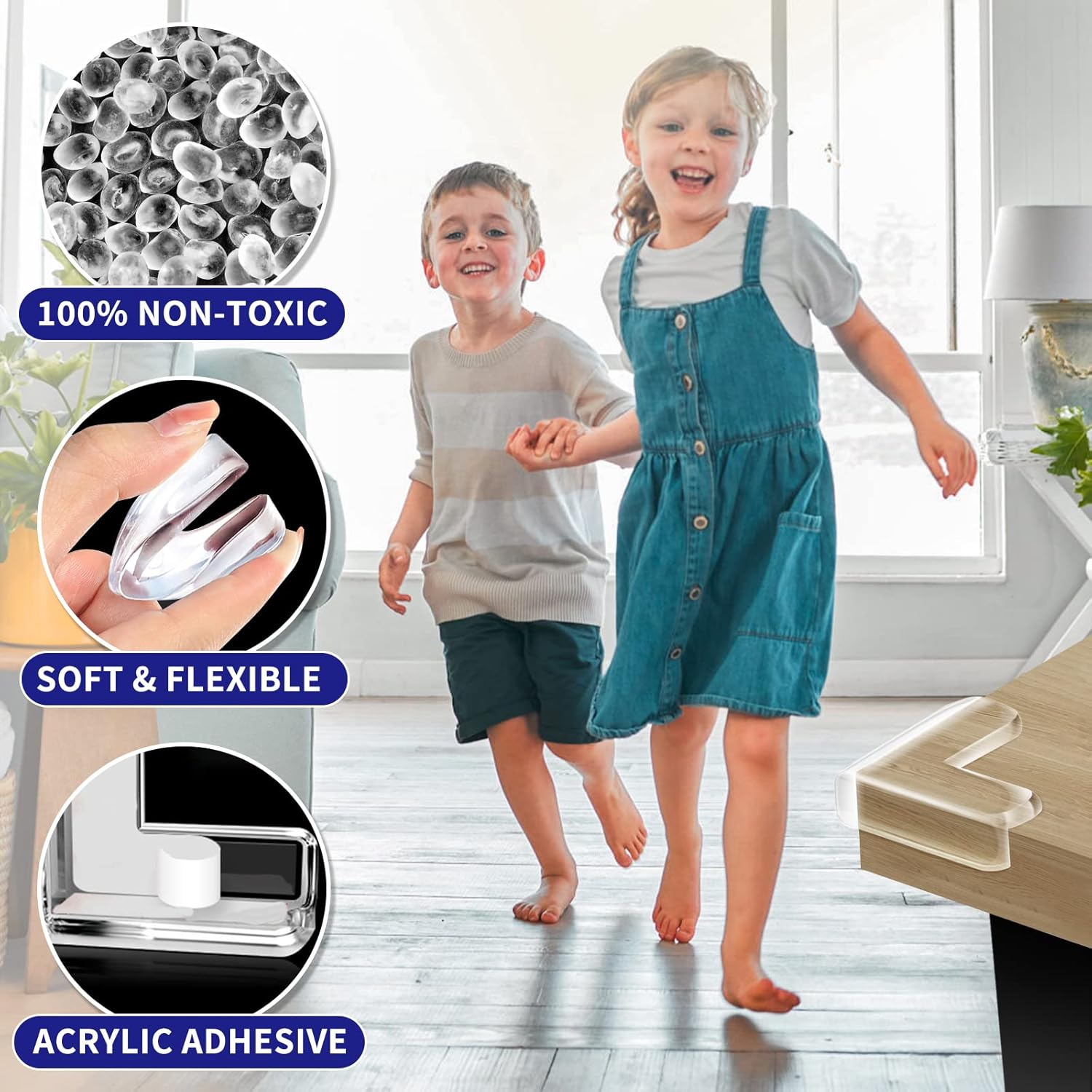 Baby Corner Protectors, Pack of 16 Corner Protection Edges, Baby Edge Protection, Transparent, Self-Adhesive Table Edge Protection, Corners, Table Corner Protectors, Children for Furniture, Protects image number 2