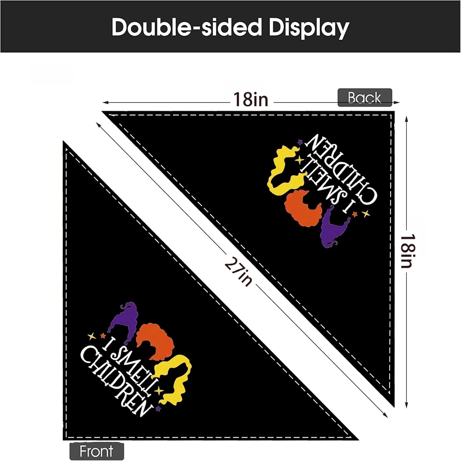 Halloween Hocus Pocus Dog Bandanas - I Smell Children Witch Dog Scarf - 2 Pcs Adjustable Sanderson Sisters Holiday Party Triangle Reversible Pet Bandanas for Small Medium Large Dogs image number 1