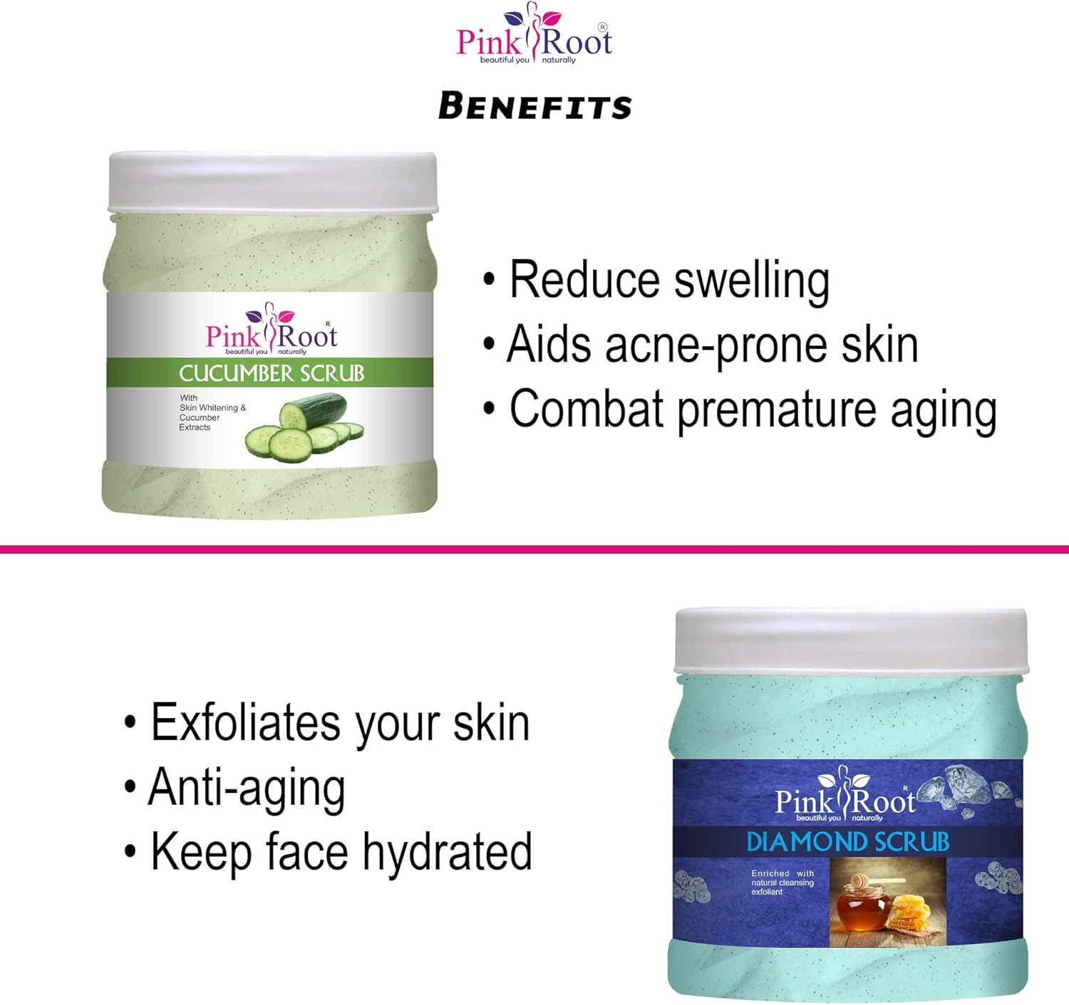Pink Root Cucumber Scrub 500Gm with Diamond Scrub 500Gm image number 3