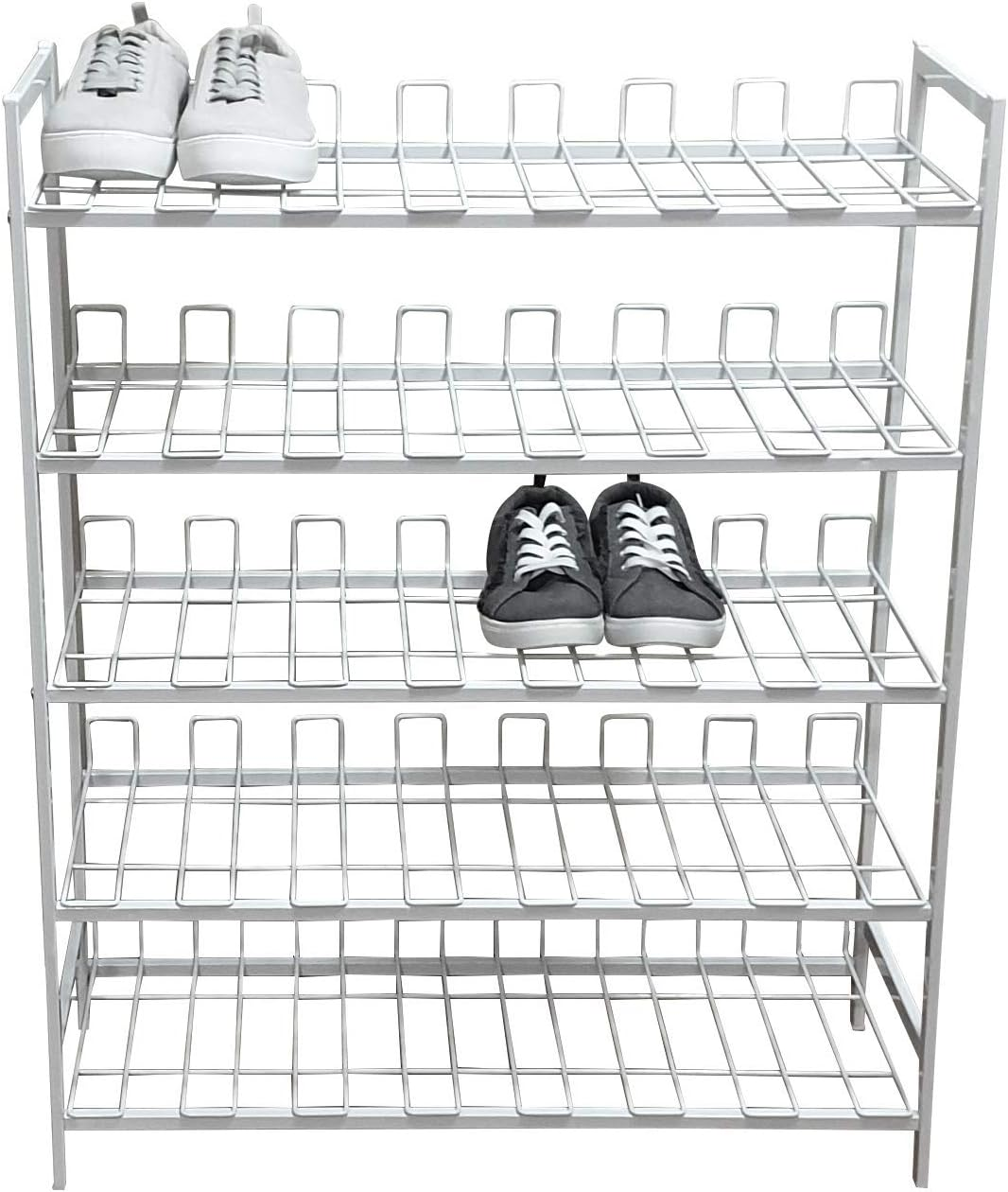 L.T. Williams 5 Tier Shoe Rack White Powder Coated Shoe Rack,White