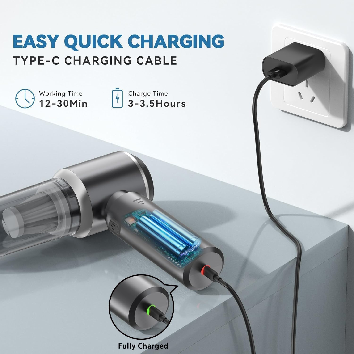 Car Vacuum Cleaner High Power Cordless, Wireless Handheld Vacuum Cleaner with 3 Gear Adjustment,23000Pa Brushless Motor Mini Vacuum, Portable Vacuum Cleaner Cordless for Home,Office,Kitchen,Cars Gray image number 1