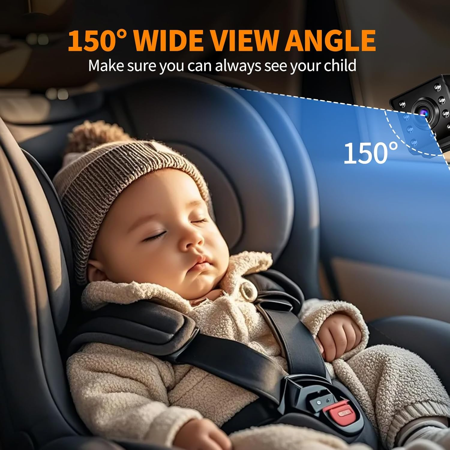 Omebel 7" Baby Car Mirror Monitor with 4K HD Camera, 360&deg; Rotation, Night Vision, Rear-Facing, Easy 5-Min Installation, for Infant Safety image number 2