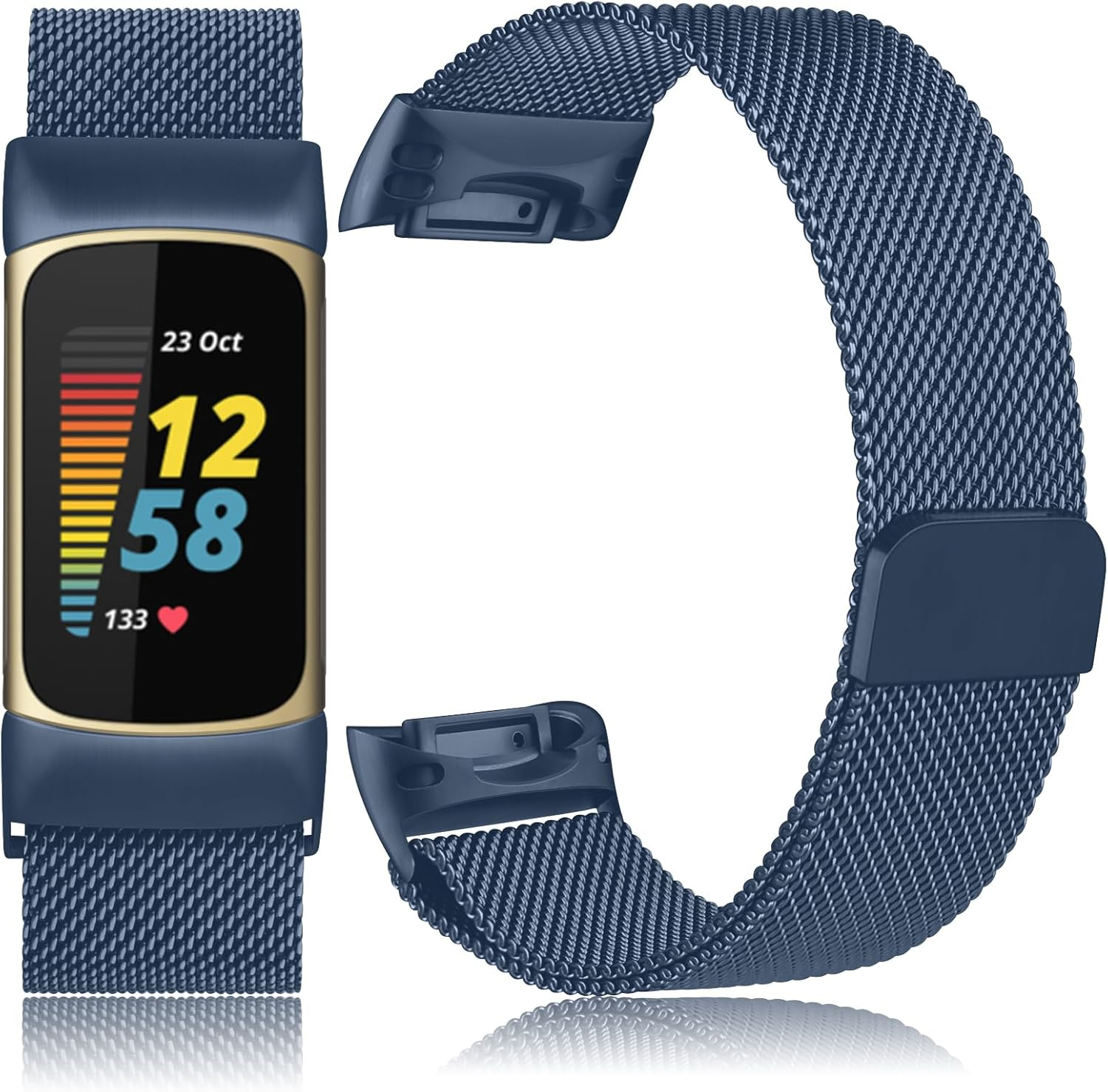 Vanjua for Fitbit Charge 6 / Charge 5 Bands Women Men, Stainless Steel Metal Mesh Loop Adjustable Magnetic Wristband Replacement Strap Compatible with Fitbit Charge 6 / Charge 5 Fitness Tracker - Champagne Gold image number 3