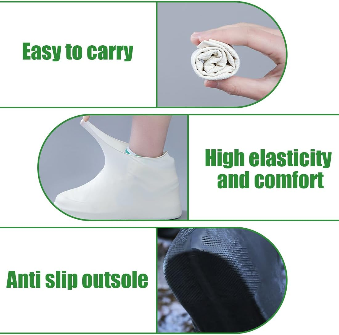 NHPY 2 Pairs of Shoe Covers Waterproof Shoe Covers Reusable Rain Cover Shoes Shoe Covers Rain L, Black, A image number 5