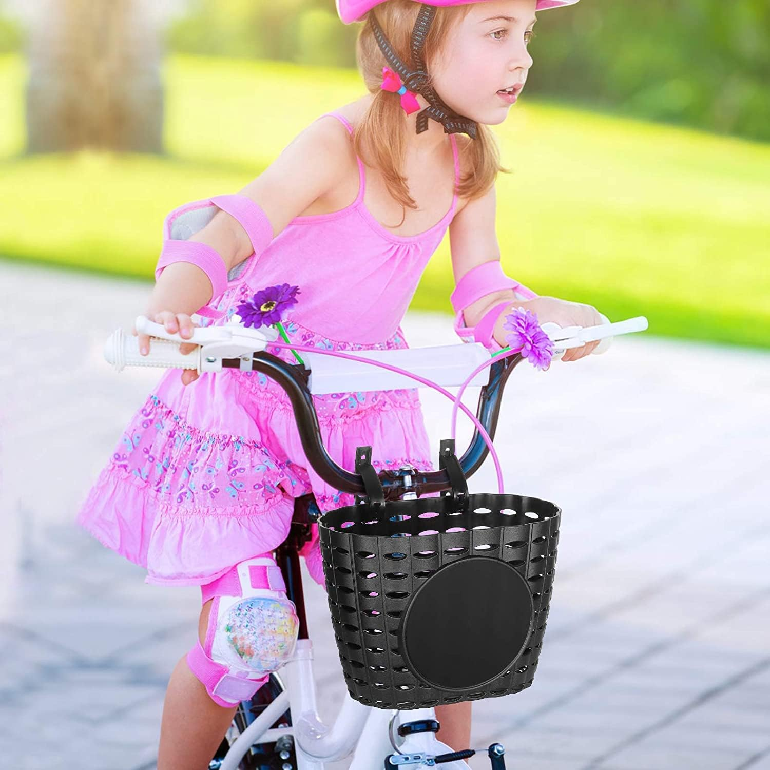 Freefish Kids Bike Basket with Adjustable Straps Design, Handlebar Bicycle Basket for Children Bike Accessories (Black) image number 1