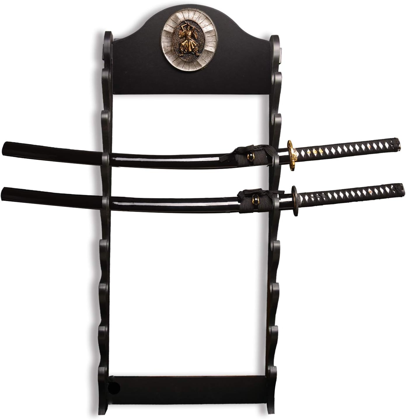 Sword Fort Katana Wall Mount, Sword Racks, Black Wood Wall-Mounted 8-Layer Katana Holder,Display Stand,Sword Stand, Fishing Rod Holder image number 2