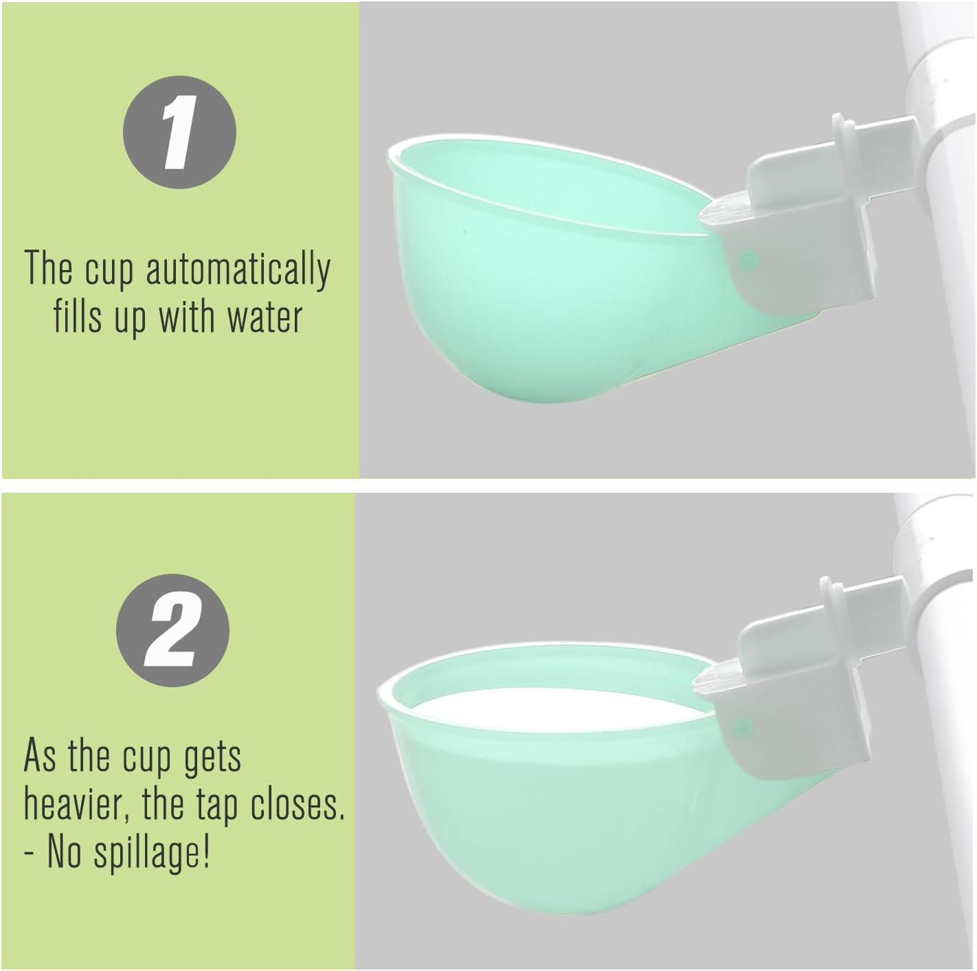 Chicken Water Cups with PVC Tee Fittings for 1/2" Pipe, 8PC Automatic Chicken Watering System, Anti-Leak, Holds 50% More Water, Suitable for Chicks, Chicken, Duck, Quail, Birds, Turkey