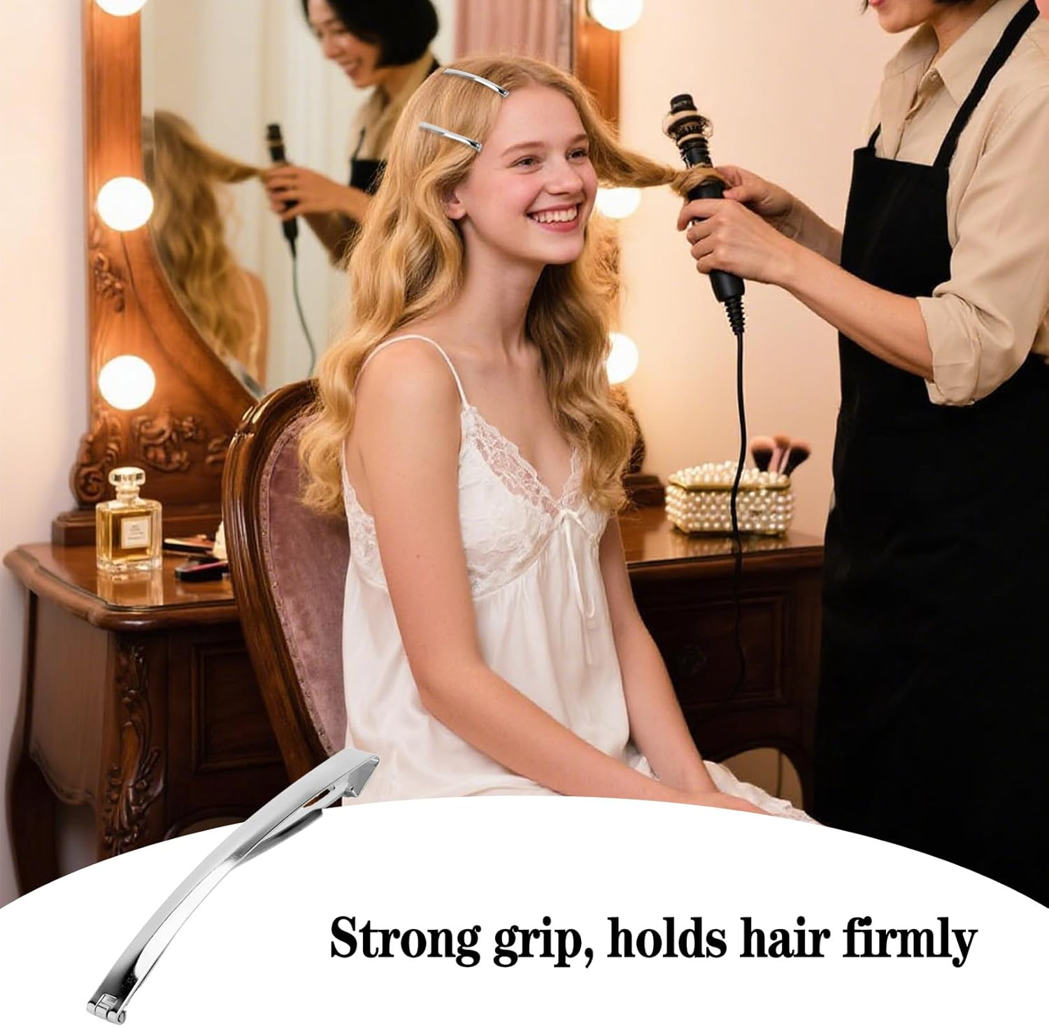 Pack of 10 Silver Hair Clips for Women, Flat French Hair Clips for Women, French Hair Clips, Small, Metallic Hair Clip, Special with Fine Hair, Elegant DIY Hairstyle Accessories image number 1