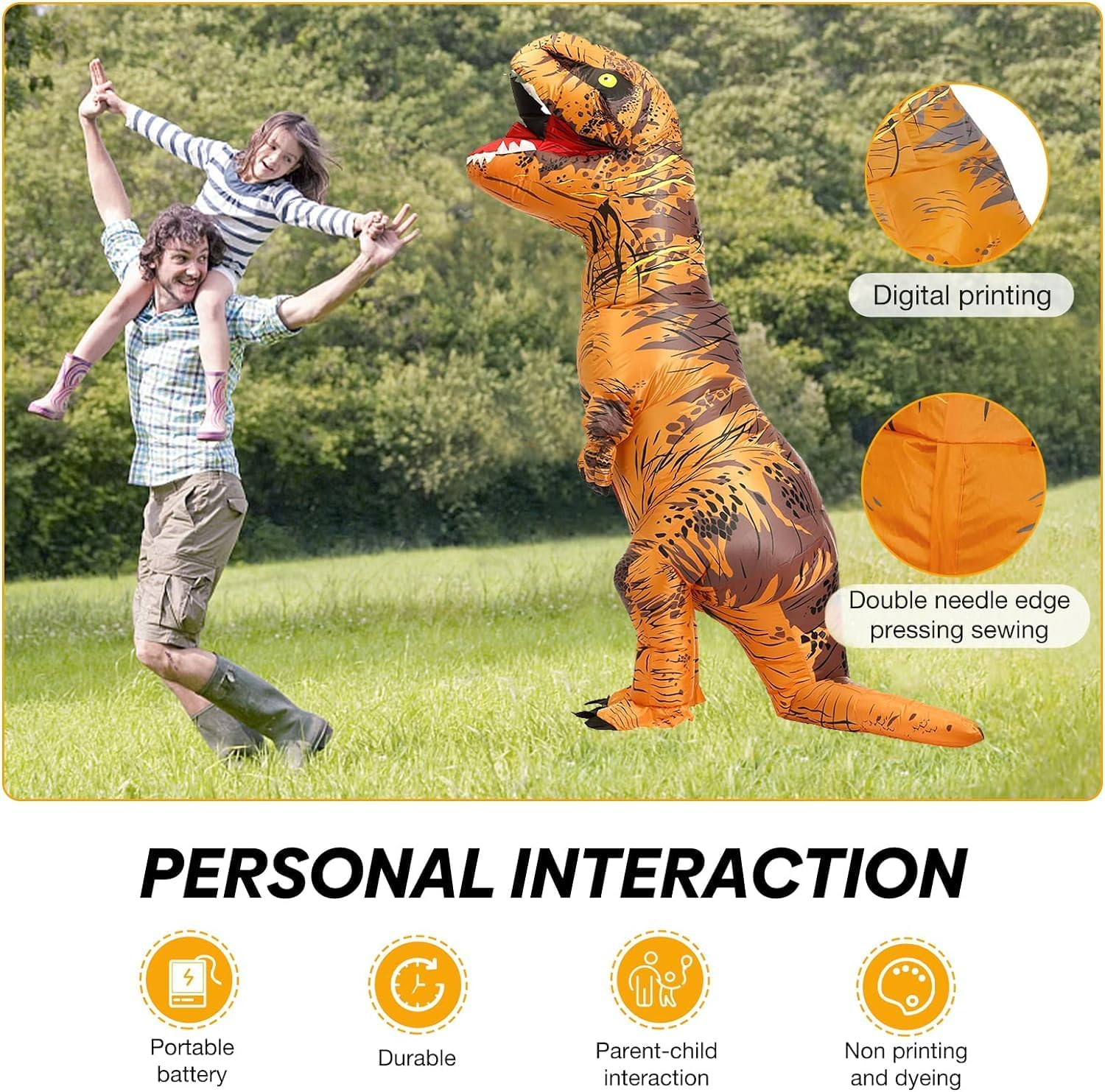 Inflatable T-Rex Costume, Dinosaur Costume for Adults Funny Cosplay Halloween Fancy Dress for Partys, Halloween, Easter,Christmas image number 4