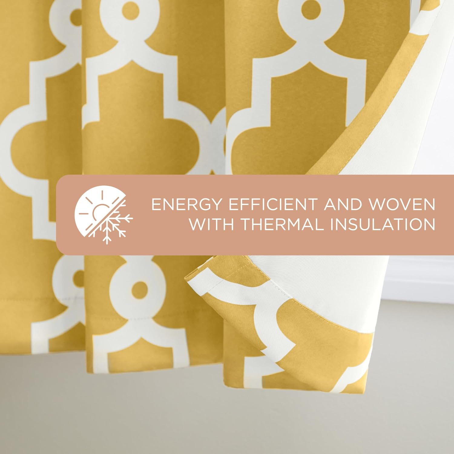 Exclusive Home Ironwork Sateen Woven Room Darkening Blackout Grommet Top Curtain Panel Pair, 52"X84", Sundress Yellow image number 1