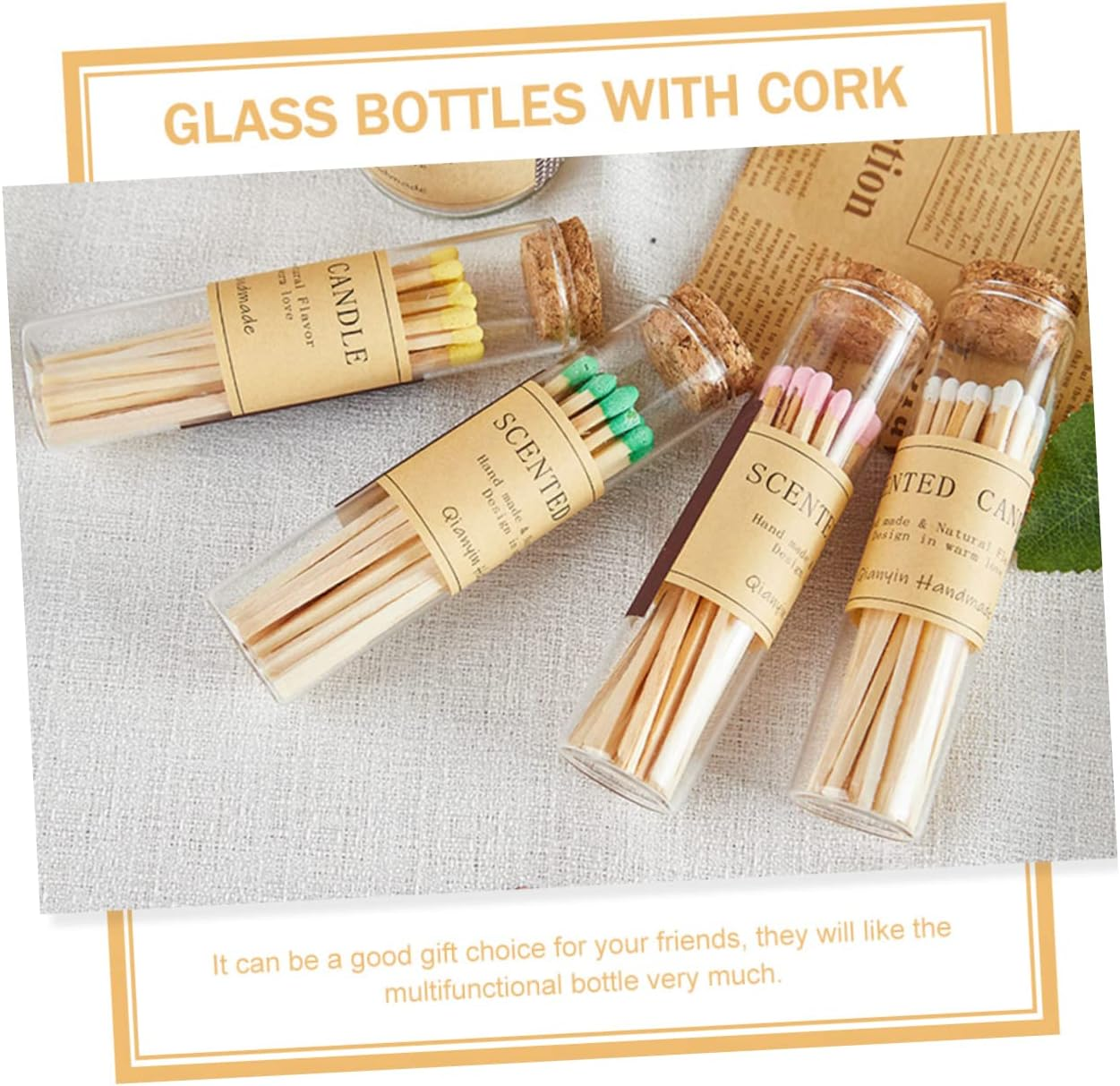 Levemolo Glass Vials with Cork 50Ml Small Glass Storage Bottles Laboratory Sample Liquid and Powder Vials for Travel and Craft 24Pcs Set image number 5