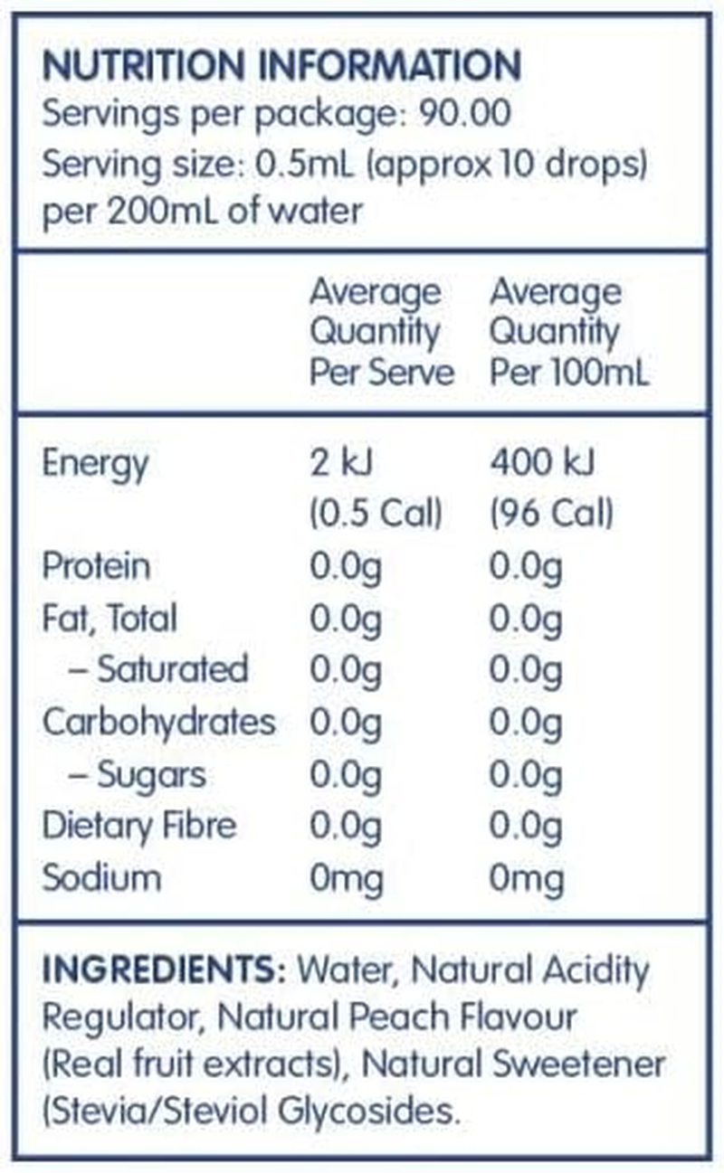 Vital Zing Stevia Peach Water Drops 45 Ml image number 1