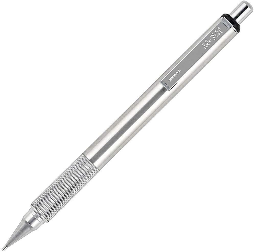 Zebra Pen M-701 Mechanical Pencil, Stainless Steel Barrel, Medium Point, 0.7Mm, 1-Pack
