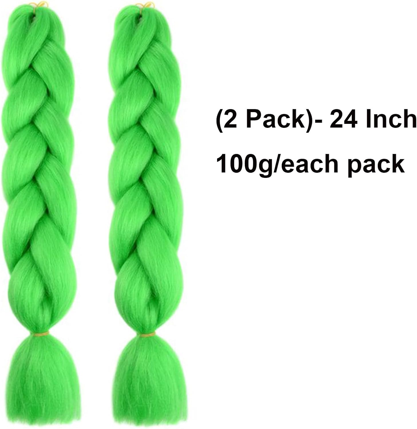 (2 Pack) 24"Ombre Jumbo Braiding Hair Extensions, MH MOIHSING High Temperature Synthetic Fiber Hair Extensions Hair Twist Braiding Pre-Stretched Extensions for Women (Green(24" Length)) image number 5