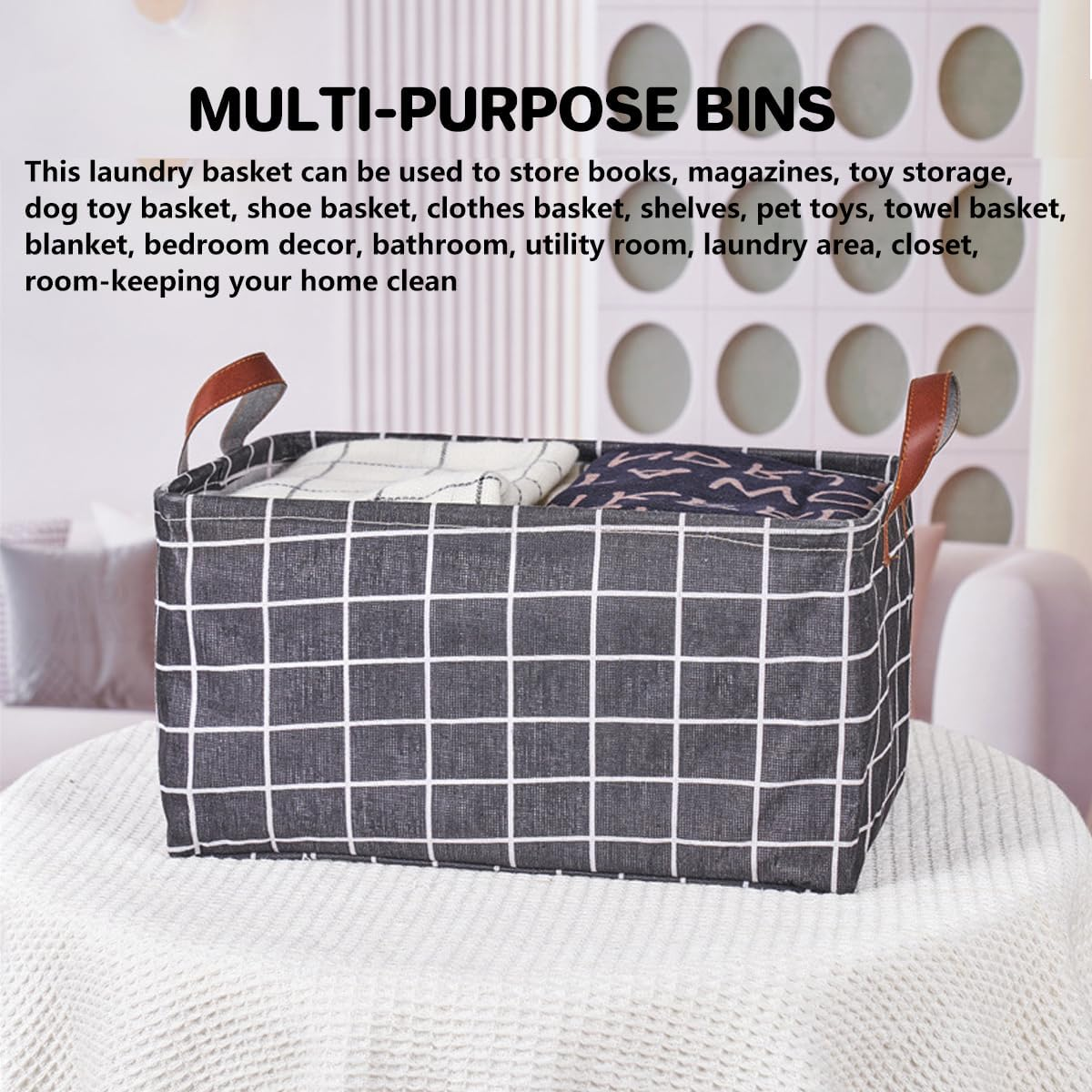 AIMALL 2PCS Cotton and Linen Storage Basket, Large Capacity Waterproof and Moisture-Proof Storage Box for Socks, Cosmetics, Clothes, Toys, 14.9 X 10.23 X 9 Inches, Multi-Purpose Organizer - Dinosaur image number 6