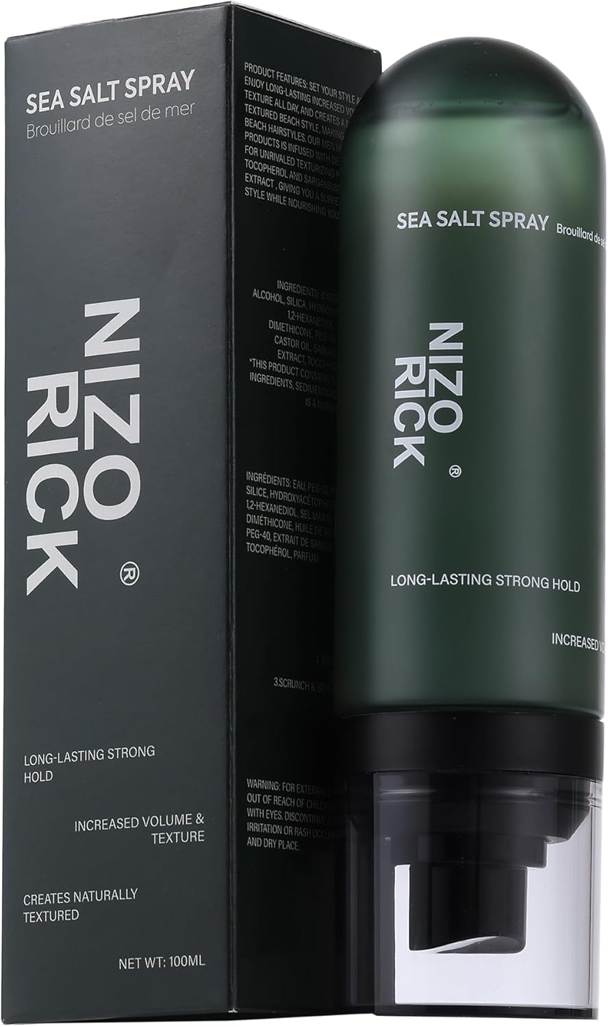 NIZORICK Sea Salt Hair Spray for Natural Volume and Texture, Strong Hold, Non-Greasy, 100Ml