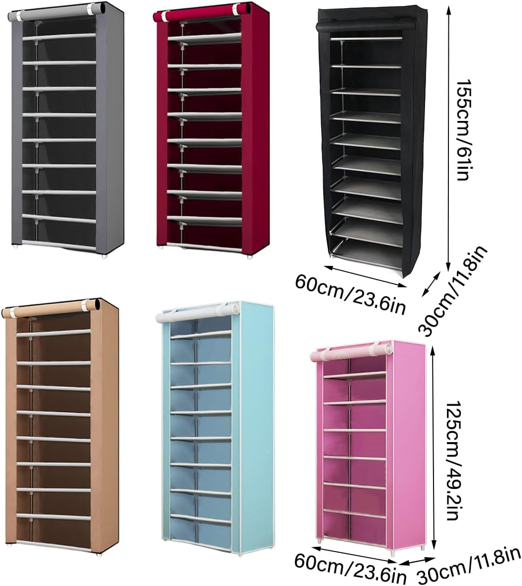 AIMALL Multi-Layer Shoe Rack Dust-Proof Cabinet with Roller Shutter Design, Steel Tube Frame, 6 Colours, 49.2 or 61 Inch Height, Space-Saving Shoe Organiser image number 5