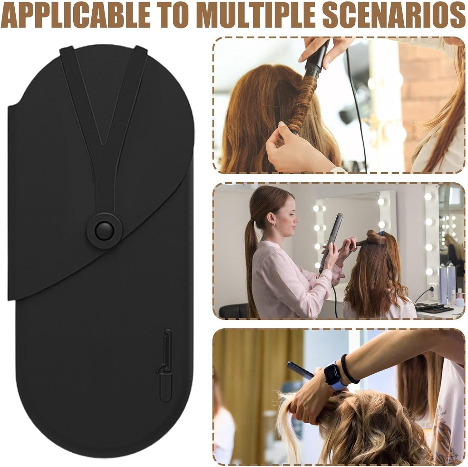 Hair Iron Mat and Pouch, Heat Resistant Mat for Hair Iron,Portable Silicone Mat Pouch | Multifunctional Hair Straightener Pouch image number 3