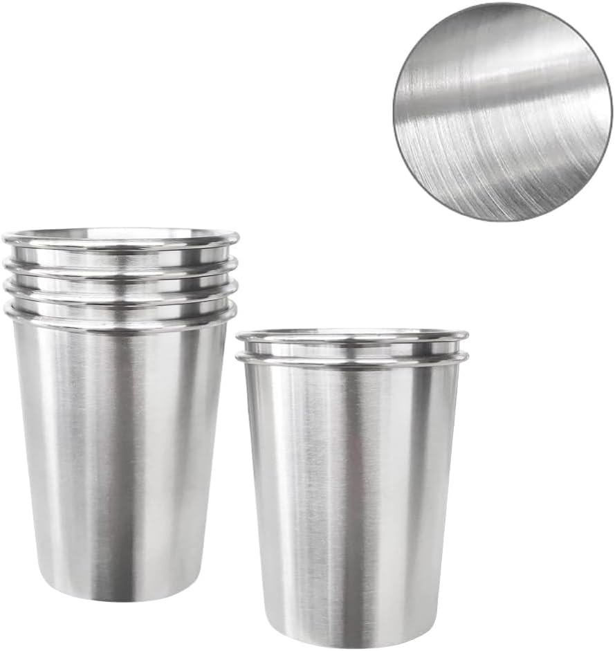 6 Pack Stainless Steel Kids Cups, Children'S Pint Cups, Stackable Metal Cups, Shatterproof Drinking Glasses（230 Millilitres） image number 3