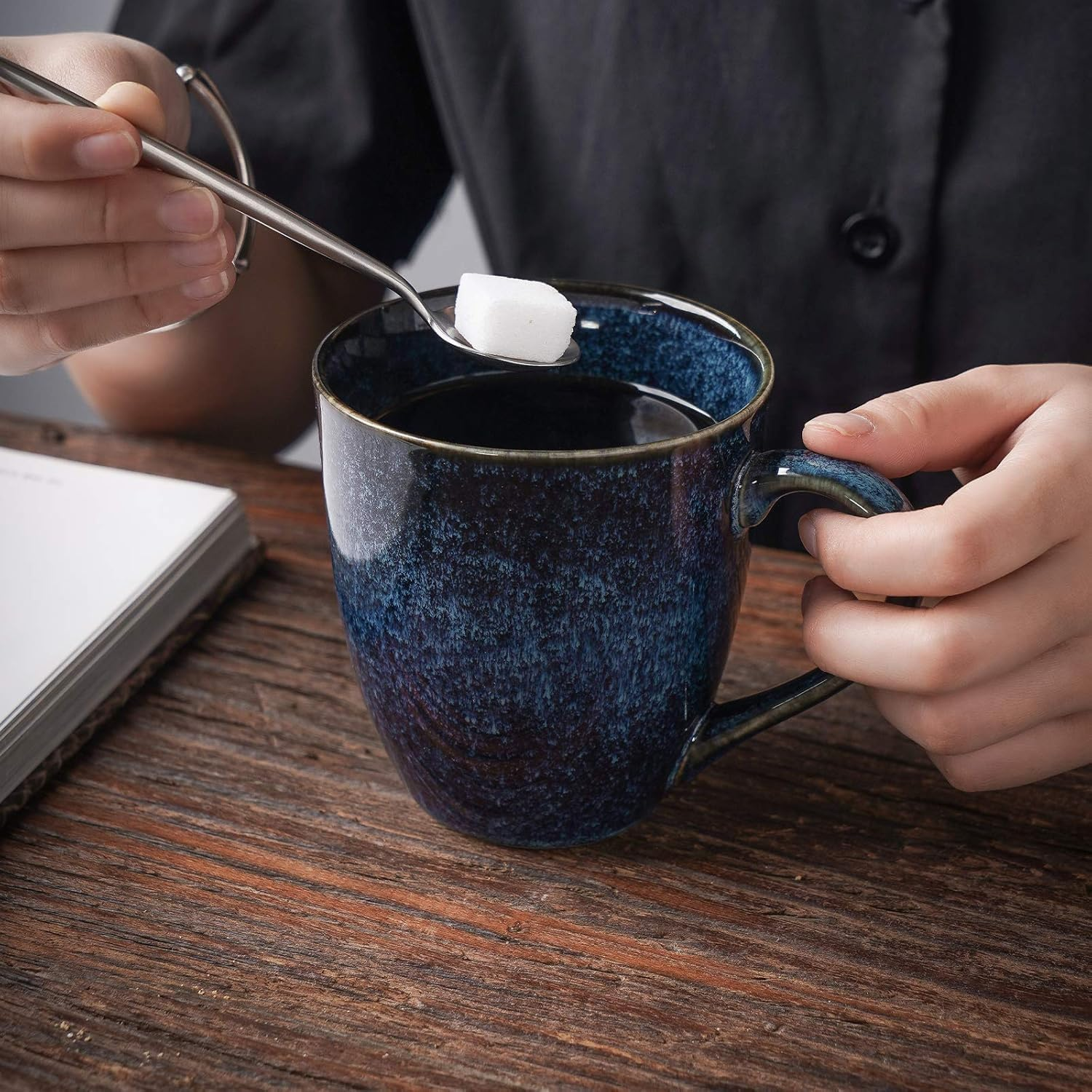 Vicrays Coffee Mug Set, 12 Ounce, Set of 6, Ceramic Mug for Men, Women, Unique Glazed Mugs with Handle for Coffee, Tea, Milk, Cocoa, Cereal(Blue) image number 1