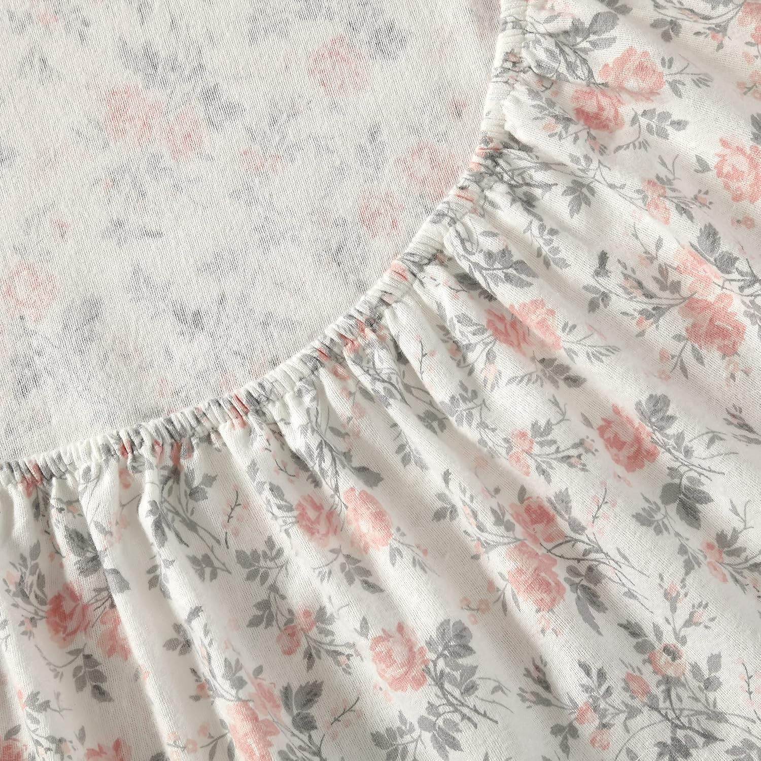 Laura Ashley - King Sheet Set, Cotton Flannel Bedding, Brushed for Extra Softness & Comfort (Rosalie Grey, King) image number 1