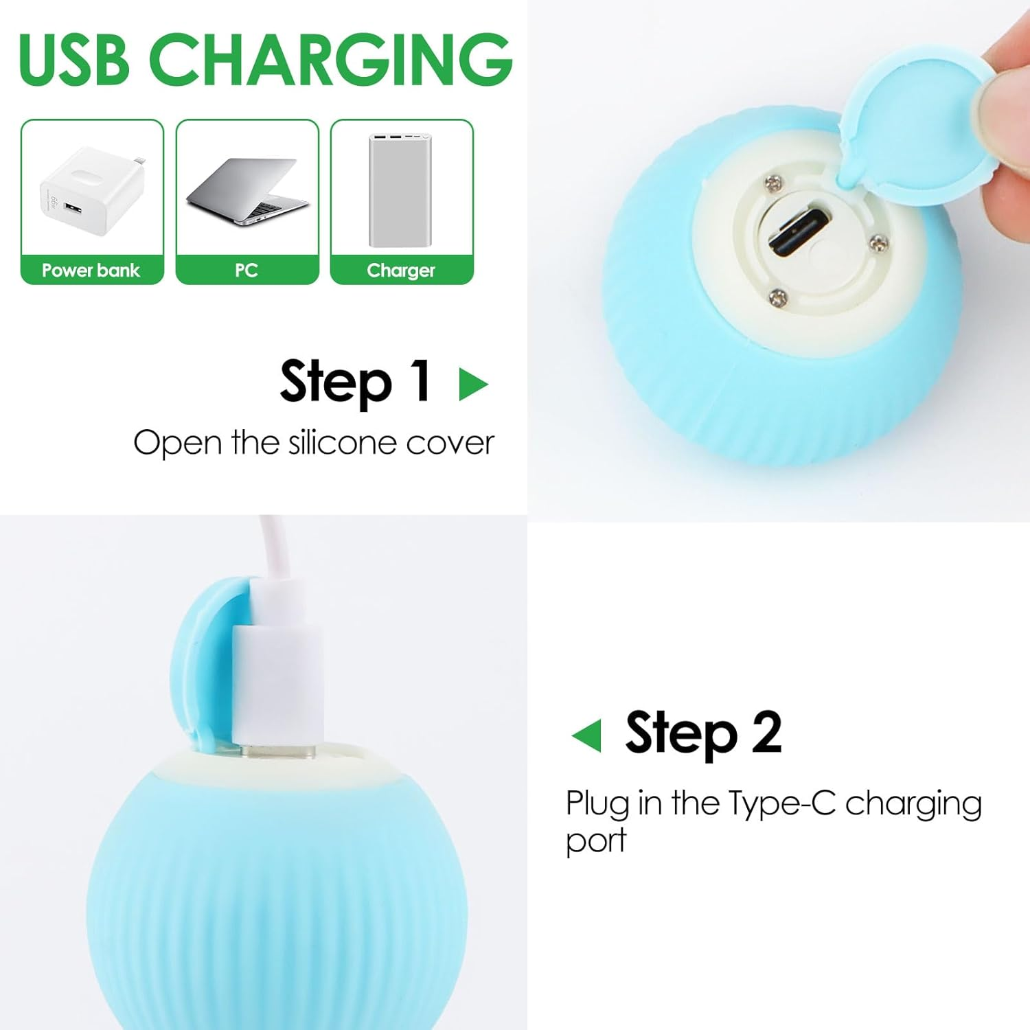 Byffoer Interactive Cat Toy, Intelligent Electric Self-Rolling Cat Toy Ball, Rolling Ball Cat Toy, Interactive Cat Ball for Cats Dogs image number 3