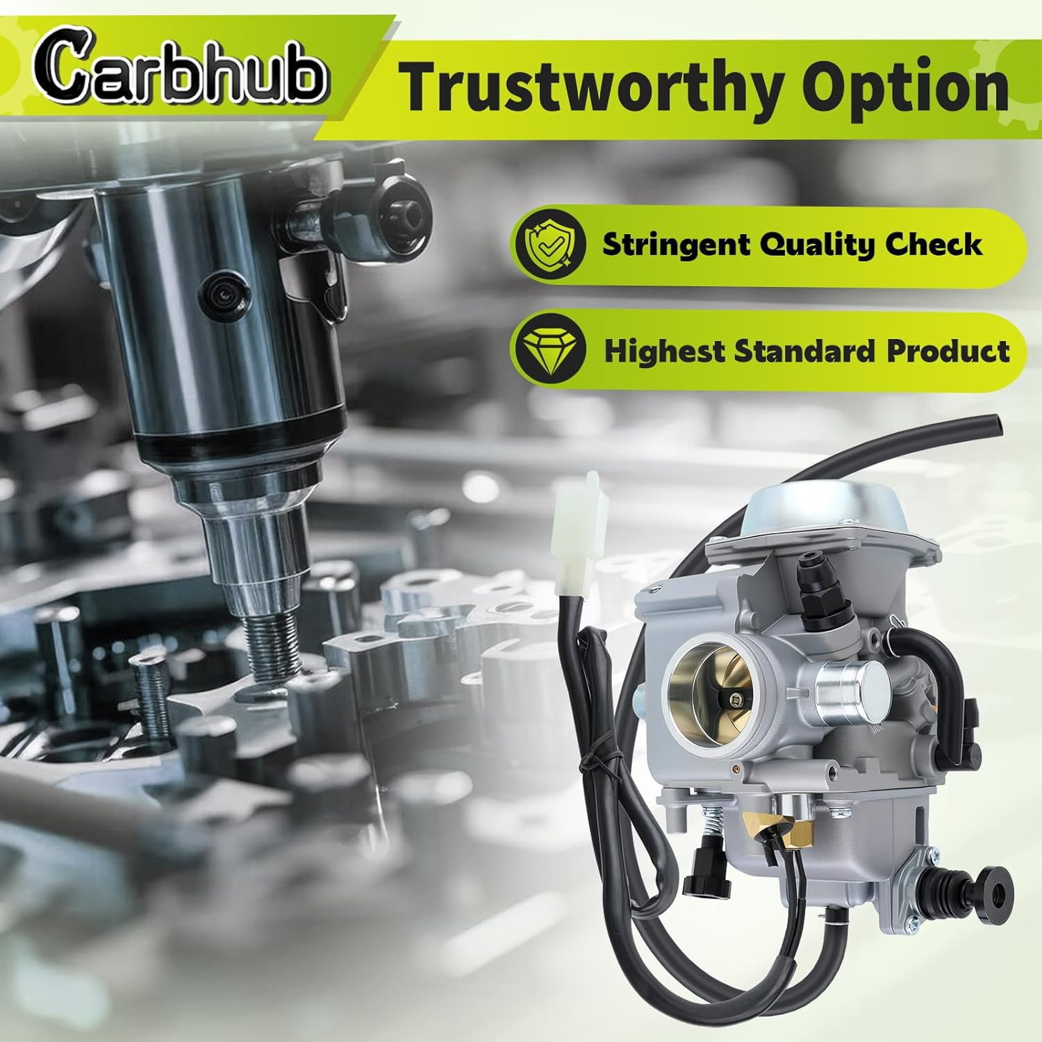 Carbhub Carburetor for Honda Foreman 450 TRX 450 TRX450ES TRX450FE TRX450FM TRX450S 1998-2004 Aftermarket Carb with Throttle Base Cover & Screw image number 6