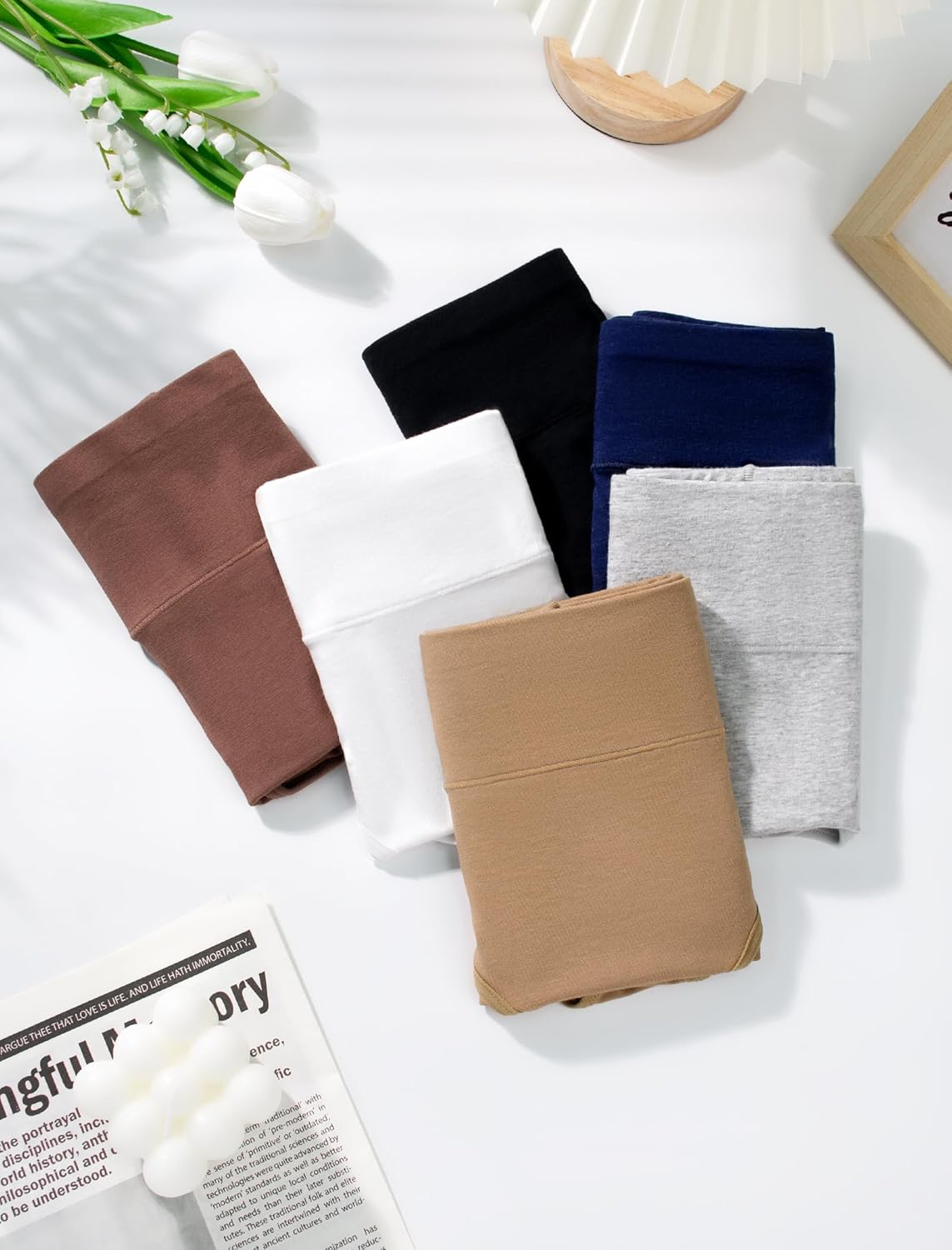 VOENXE Women'S Cotton Underwear High Waisted Ladies Panties,Comfortable Stretchy Full Coverage Brief,Breathable Undies,4 Pack