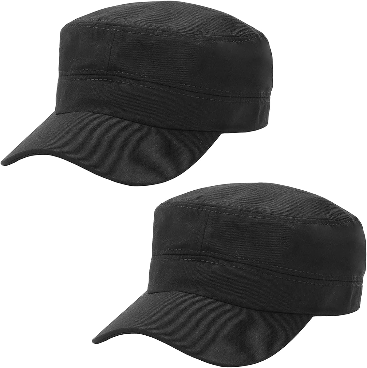 2 Pcs Unisex Cadet Army Cap Military Hat Combat Cap Breathable Baseball Cap Adjustable Flat Top Cap for Men Women image number 3