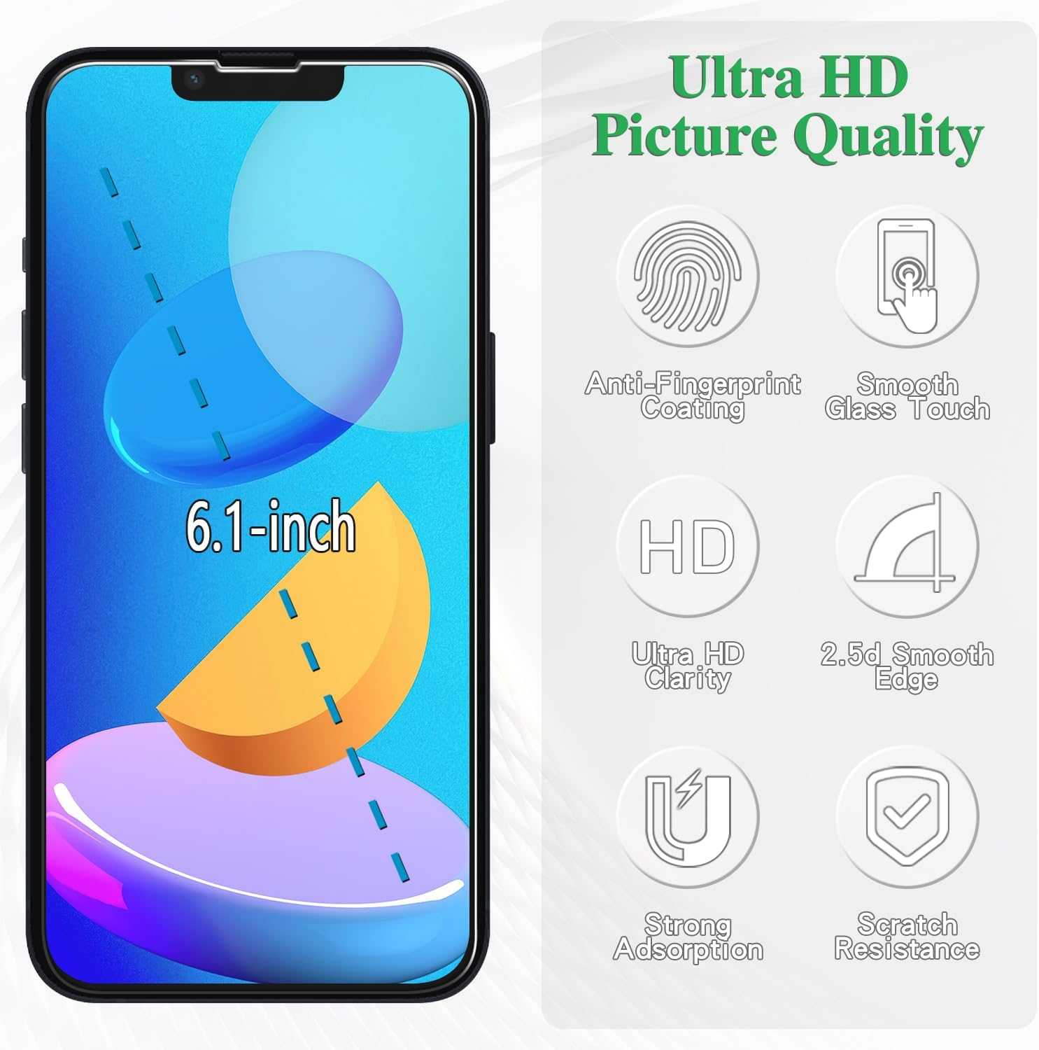 Pokolan 2+2 Pack Screen Protector for Iphone 14 Tempered Glass, with Camera Lens Protector, 9H Hardness, No Bubbles, Anti-Scratch, Ultra Resistant image number 5