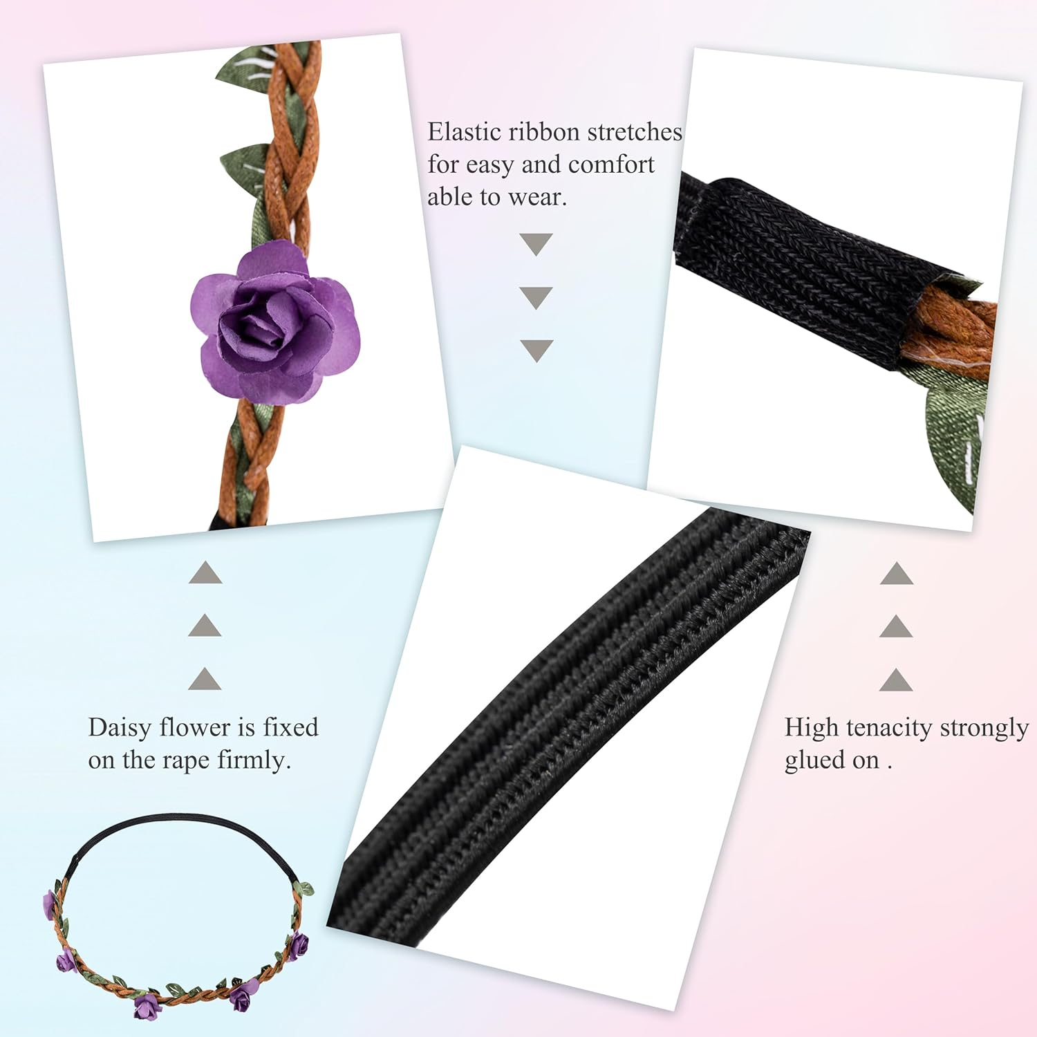 12 X Multi-Coloured Flower Headband for Women and Girls image number 5