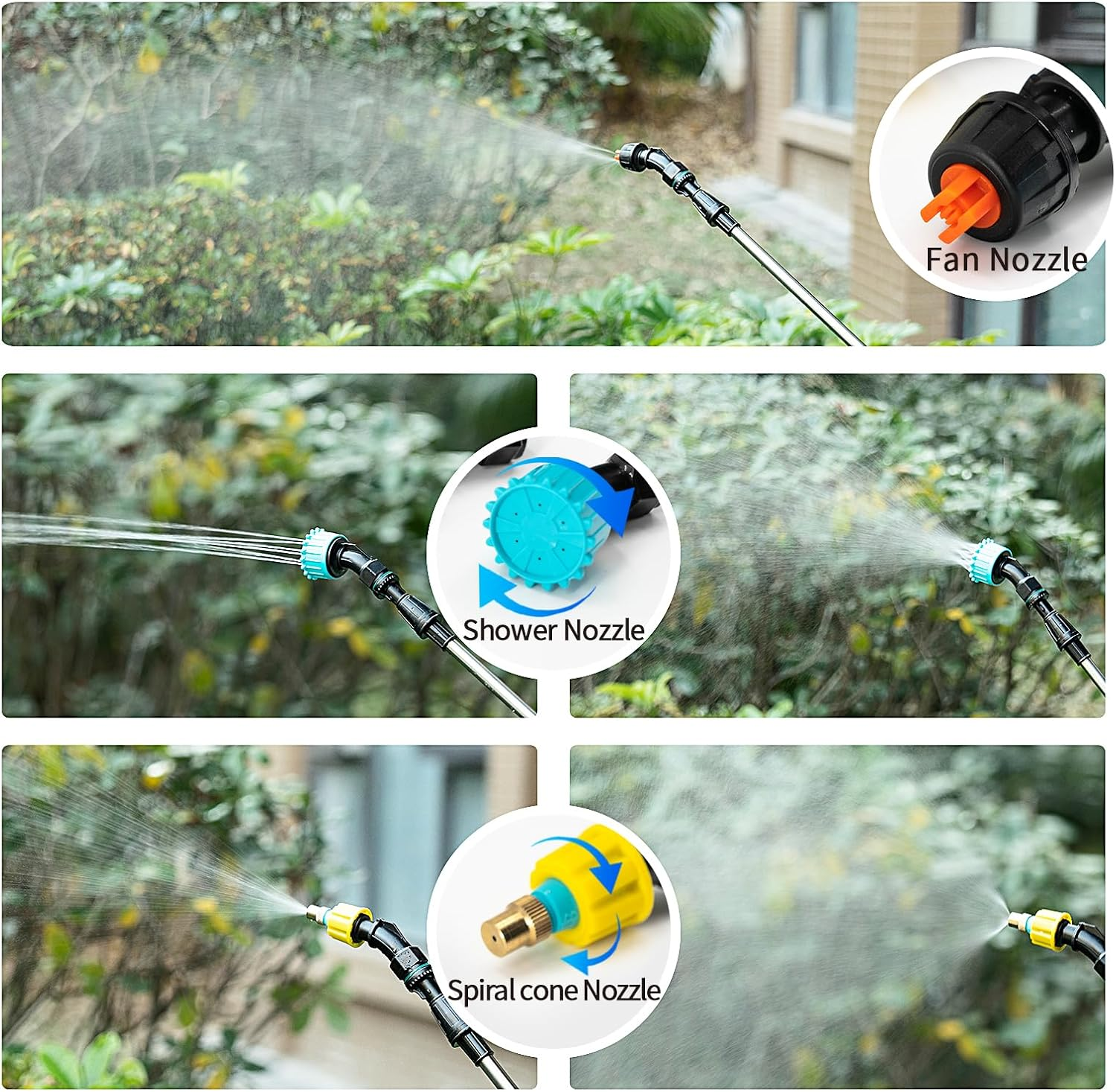 1.35 Gallon/5L Electric Plant Mister, Rechargeable Powered Battery Charge Display,Garden Continuous Mist Spray Bottle with 3 Nozzles,Telescopic Rod and Adjustable Shoulder Strap (Green)