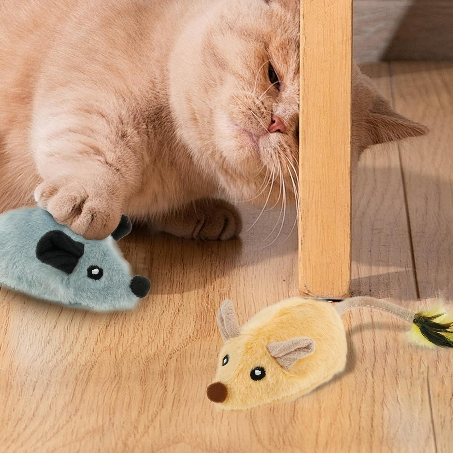 Awobepl 2Pcs Interactive Cat Toys with Feather Tail USB Rechargeable Moving Cat Toy with LED Light Cute Moving Kitten Toys Electric Cat Toy for Indoor Cat Boredom image number 6