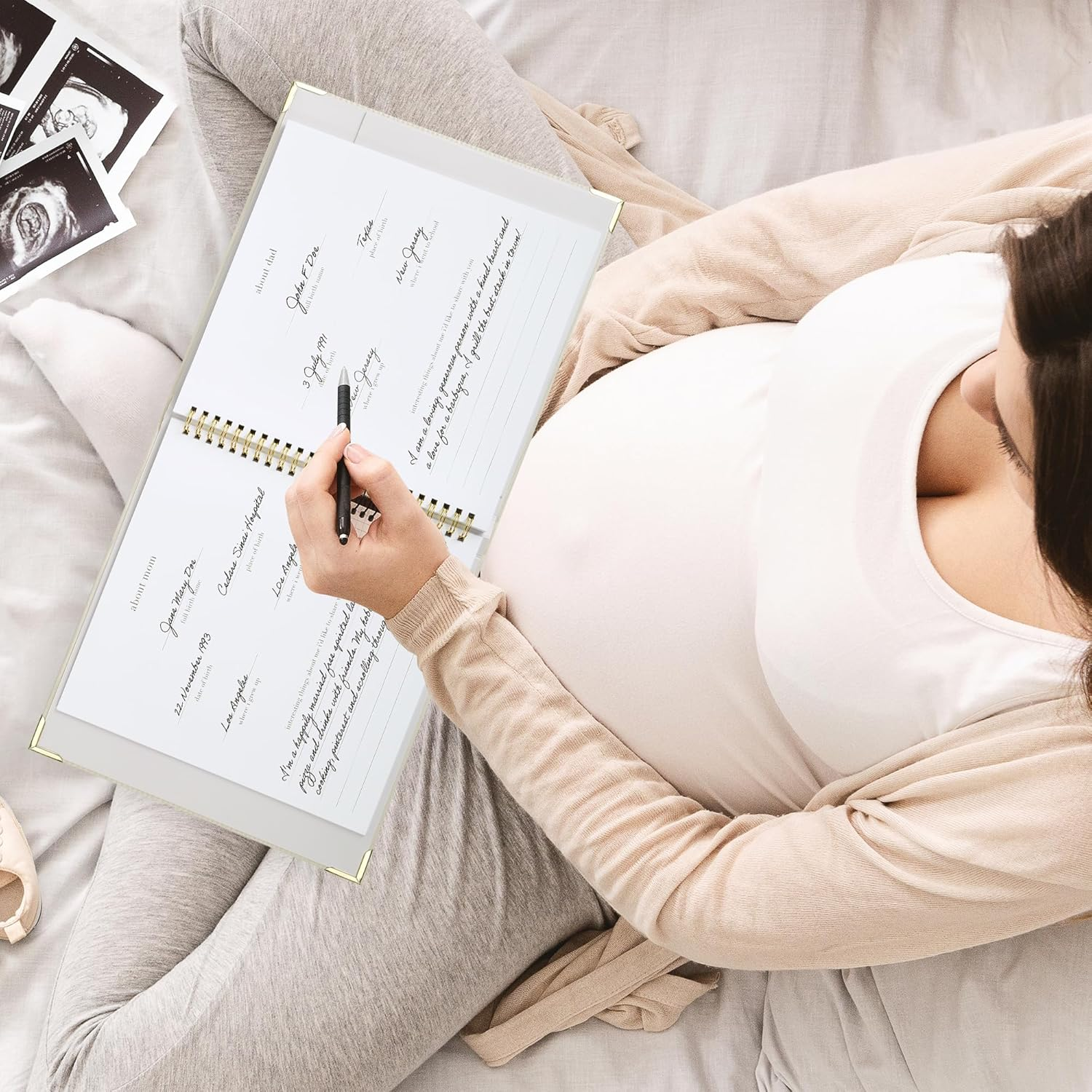 Keepsake Baby Memory Book for Boys and Girls &ndash; Timeless First 5 Year Baby Book &ndash; Gender Neutral Beige Baby Journal Scrapbook or Photo Album - a Milestone Book to Record Every Event from Birth to Age 5 - Beige image number 3