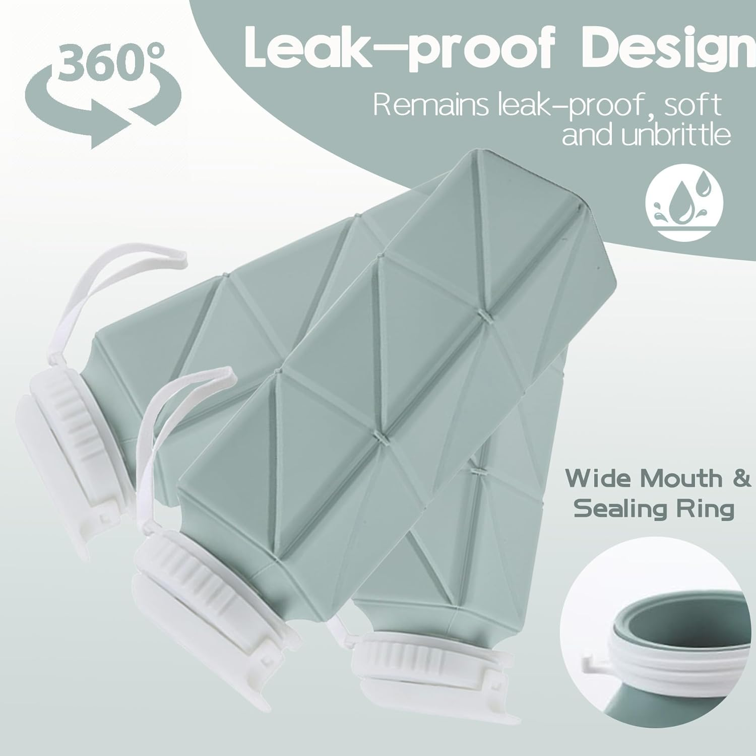 Collapsible Water Bottles with Leakproof Lid, 21Oz Silicone Travel Bottles - Leakproof Bpa-Free Foldable Travel Bottle for Travel Gym, Hiking, Sports, Camping, Biking Portable Reusable Expandable image number 1