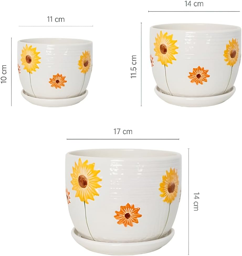 3 Set Ceramic Plant Pots, Flower Pots,Small Household Flower Pots,Plant Planter,For Orchids, Chrysanthemums,Aloe Etc,Cactus,Succulent Decorative Pots with Drainage Hole image number 6