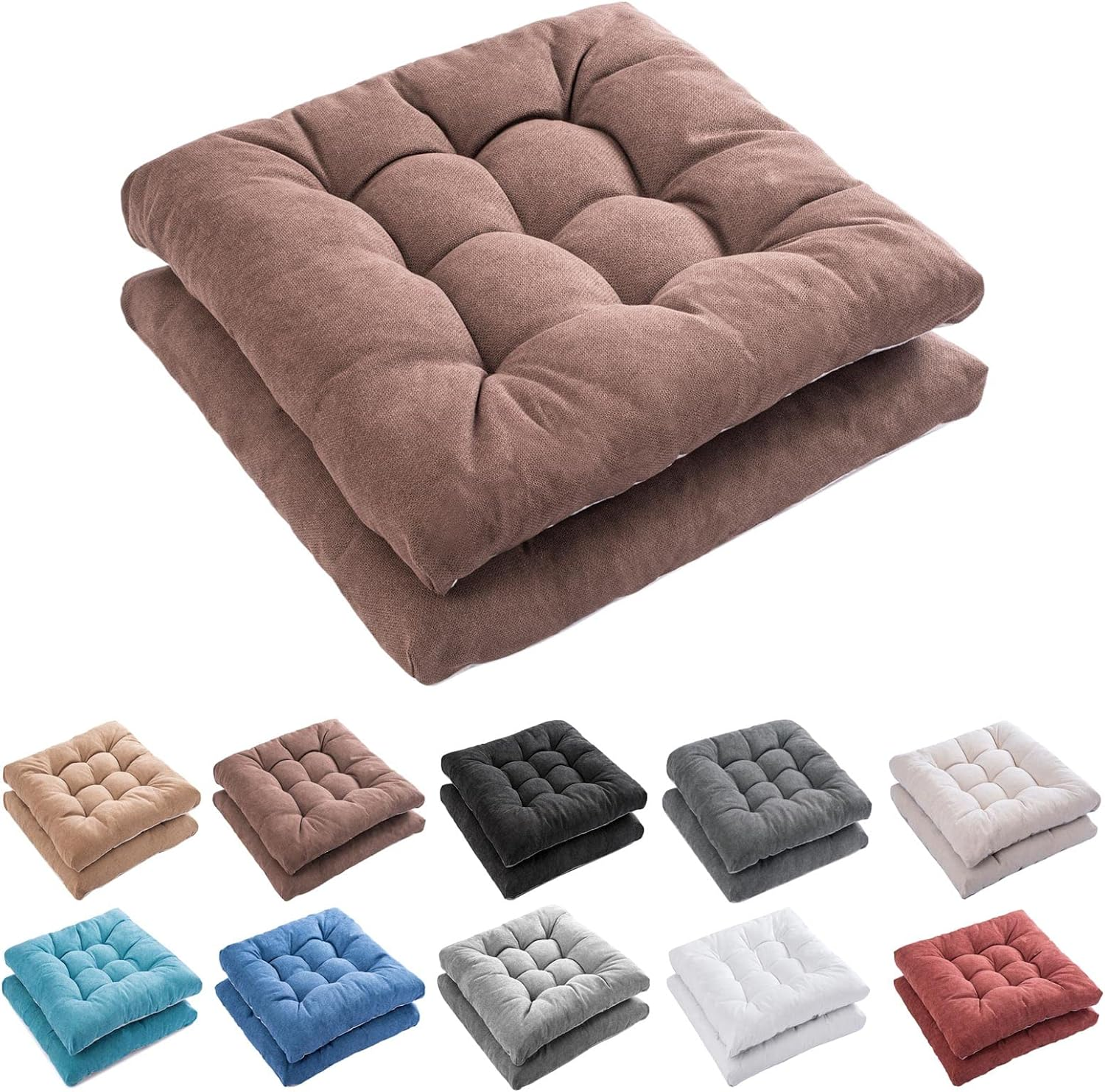 FABRICASTLE Outdoor Chair Cushions Patio Cushion Premium Comfortable Thick Fill Tufted 19" X 19" Floor Wicker Seat Pads, 4 Counts (Navy Blue, 4)