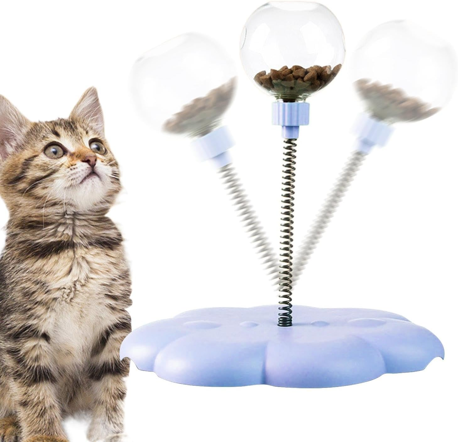 Wobbling Dog Treat Toy,Wiggling Treat Toy for Dogs,Cat Interactive Dispenser with Spring,Cat Food Dispenser Toys,Snack Ball Dog,Leaking Treats Ball Pet Feeder Toy