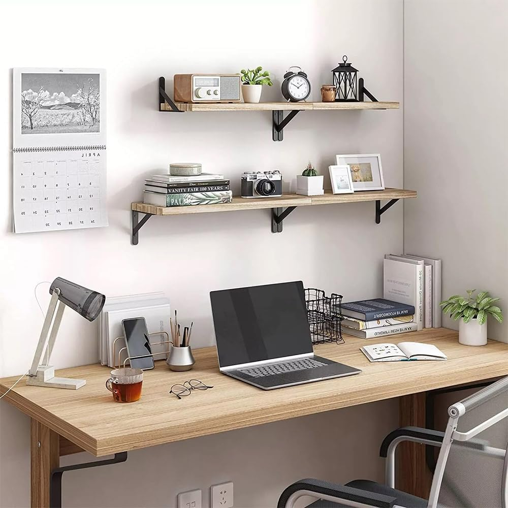 Wall Shelves Set of 4,Rustic Floating Shelves,Wall Storage Shelves Mounted,Living Room Rack, for Bedroom Decor, Bathroom Storage, Book Shelf image number 3