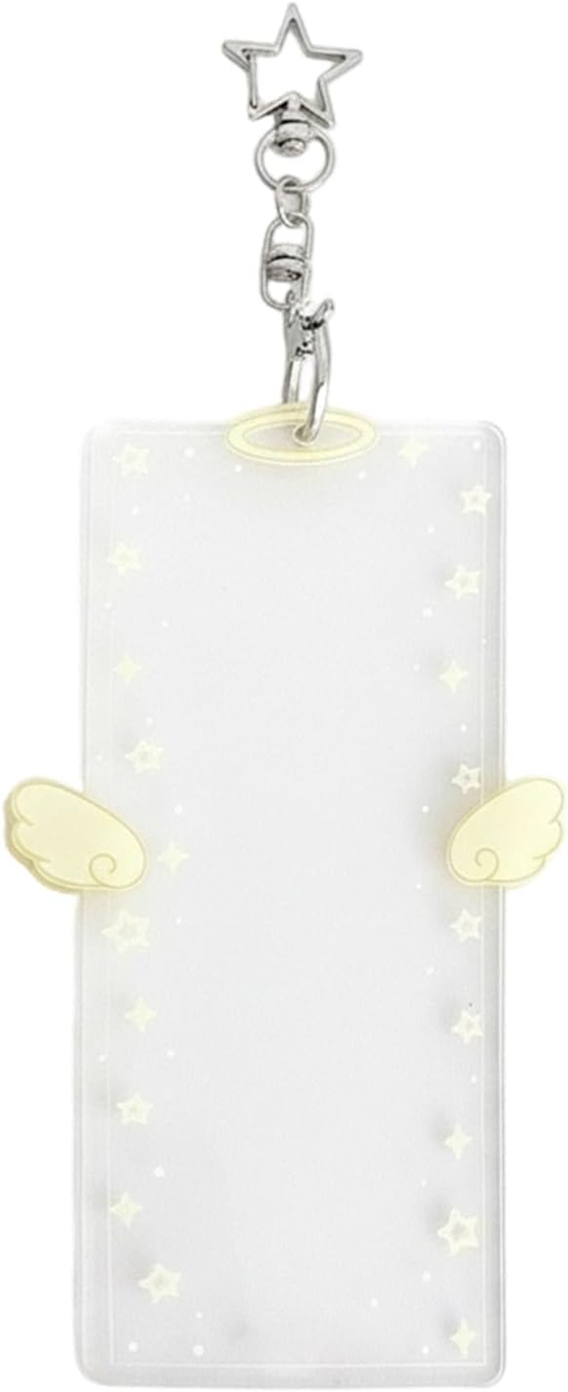 Photo Keychain | 6X3Inch Clear Cartoon Wing Clip - Cartoon Wing Keychain Picture Holder - for Men Kids Girls Friends Key Bag Purse Wallet Pocket Valentines Day - Black And White image number 2