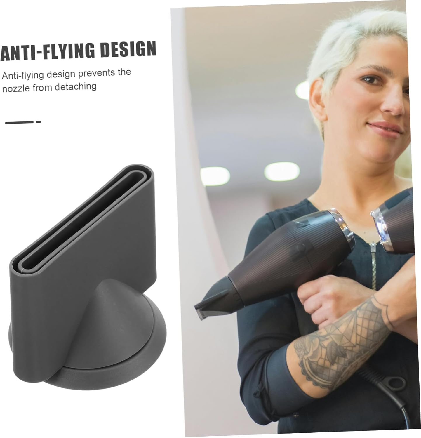 ELAYARD Modeling Concentrator Nozzle Hair Dryer Concentrator Attachment Hair Dryer Nozzle Attachment Blow Dryer Nozzle Attachment Hair Styling Tools Hair Dryer Single Nozzle Grey Plastic image number 3