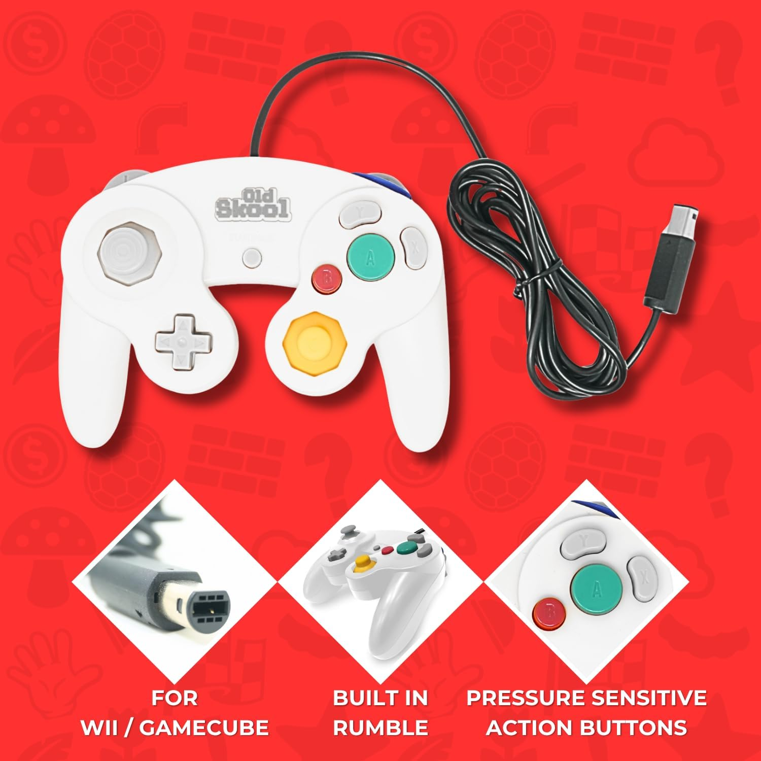 Old Skool Gamecube/Wii Compatible Controller - White image number 1